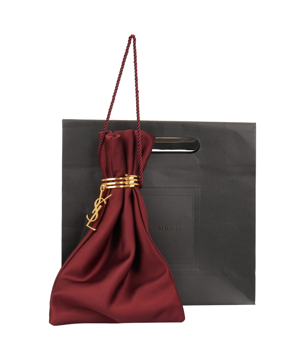 YSL Saint Laurent Satin Evening Clutch Bag with Gold-Tone Hardware ANL0123