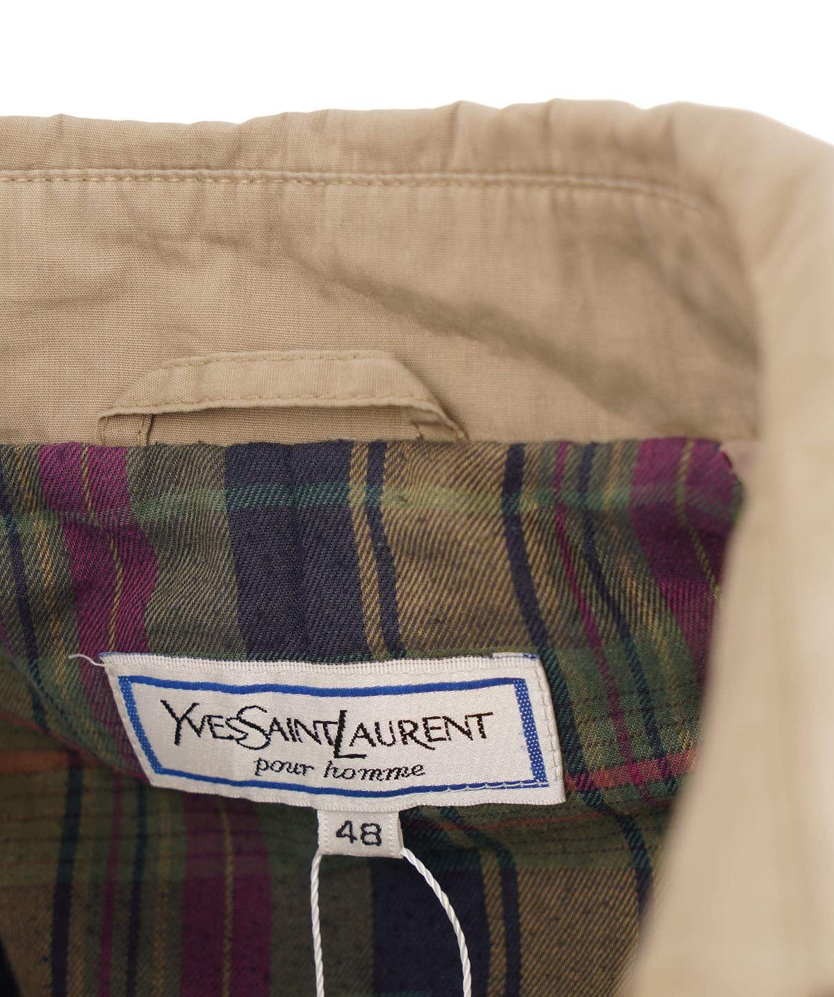YSL Saint Laurent Large Double Breasted Khaki Trench Coat with Beige Buttons APL0022