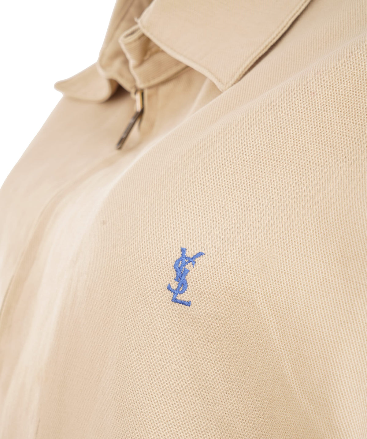 YSL Saint Laurent Medium Vintage Beige Harrington Jacket With A Blue YSL Logo APL0020