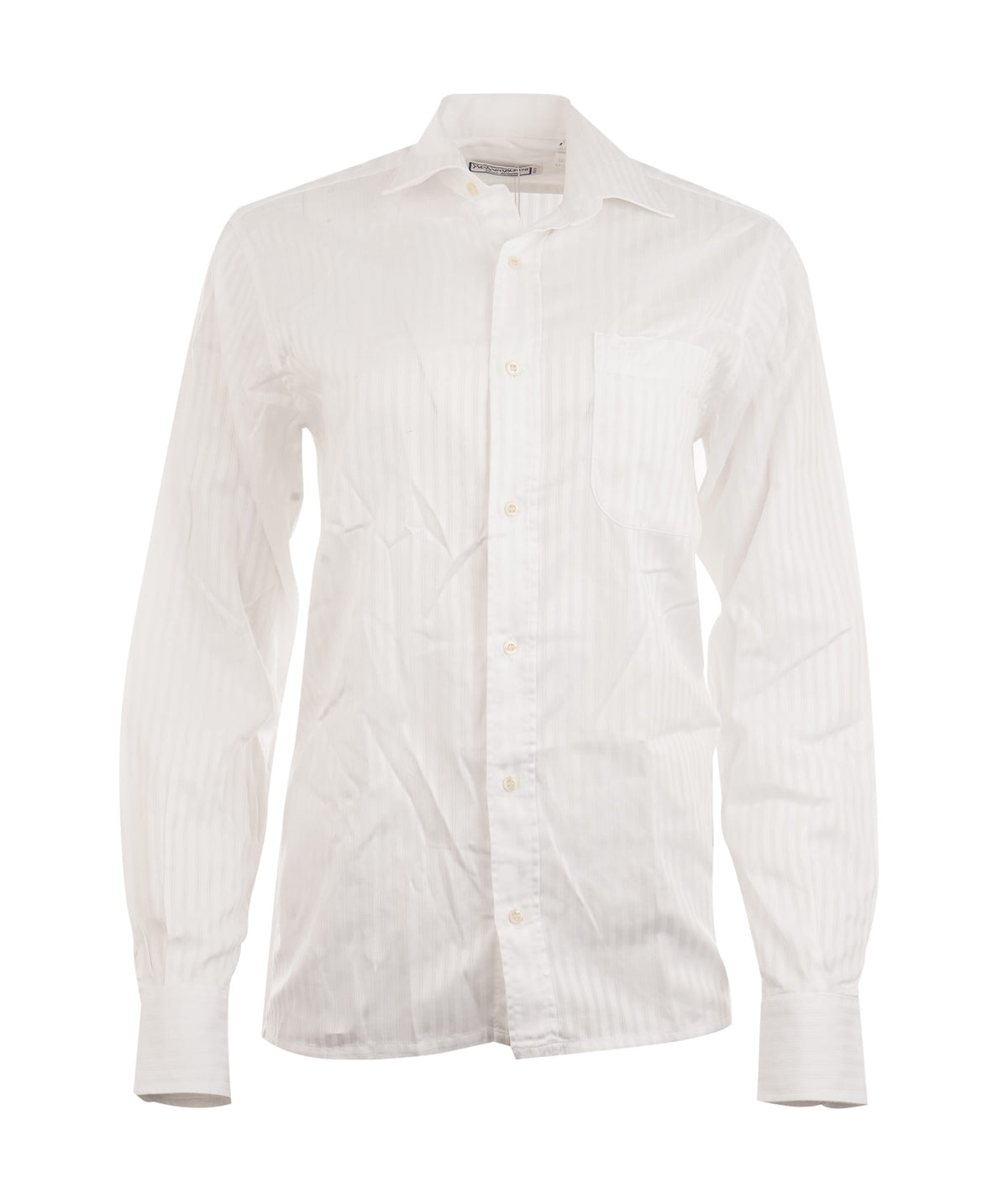 YSL Saint Laurent Medium Vintage Striped White Shirt With YSL Logo On The Pocket APL0021