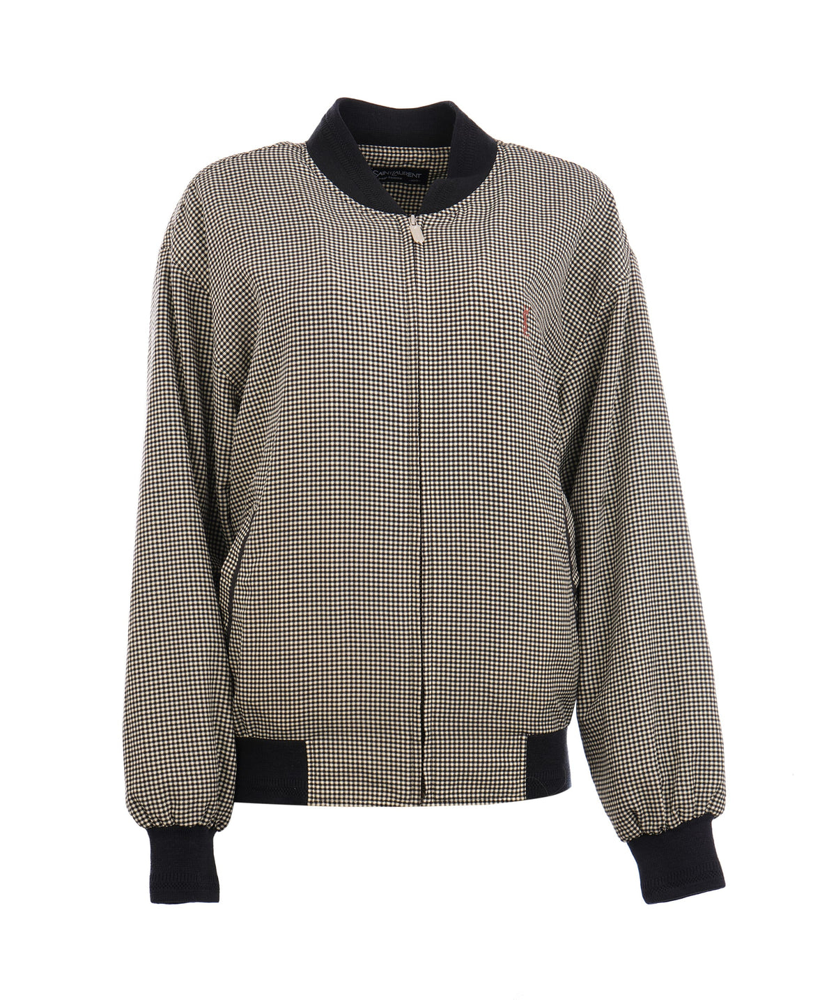 YSL YSL Vintage Harrington Jacket Black and White with Red Logo APL0016