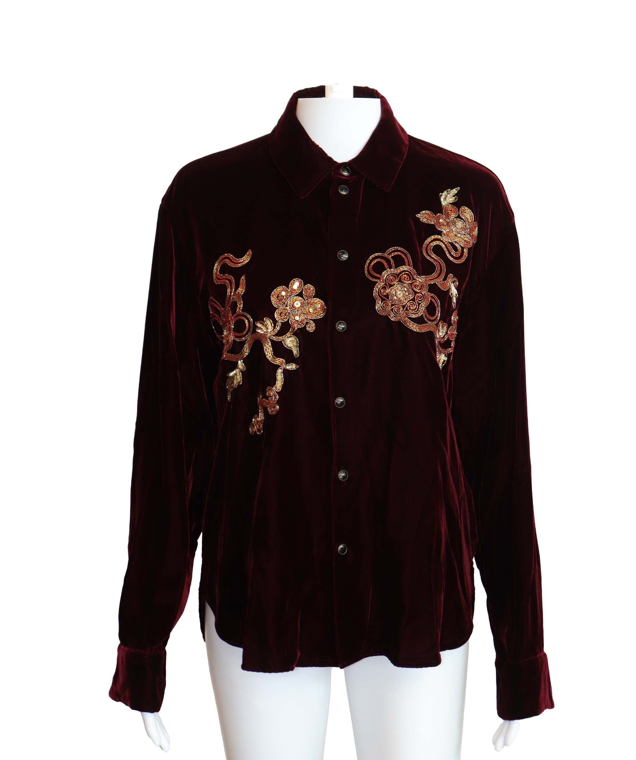 Yves Saint Laurent Saint Laurent Burgundy Suede Shirt AGC2932