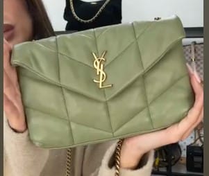 Yves Saint Laurent Y26023470 YSL Lou Lou Puffer Ba Light Green Leather