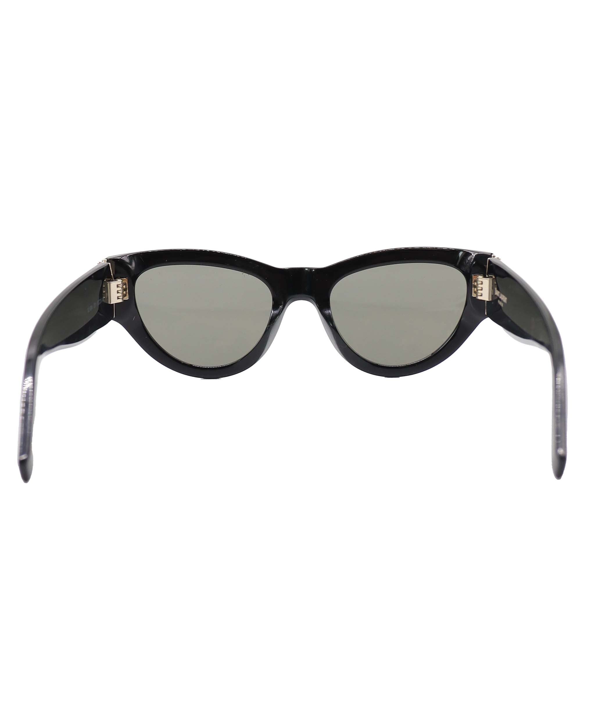 Yves Saint Laurent YSL Black Cat Eye Logo Silver Sunglasses With Case AGC2879