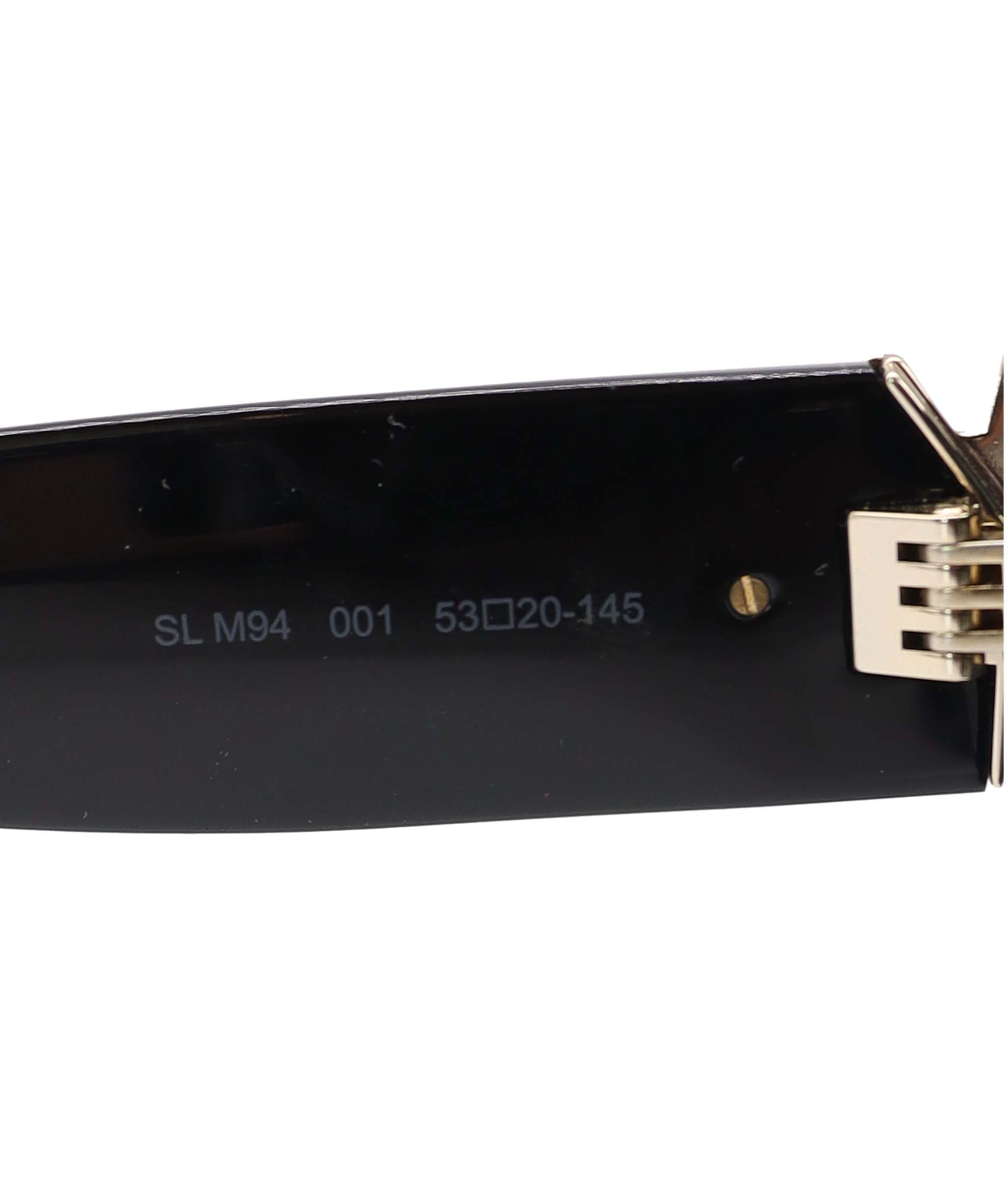 Yves Saint Laurent YSL Black Cat Eye Logo Silver Sunglasses With Case AGC2879