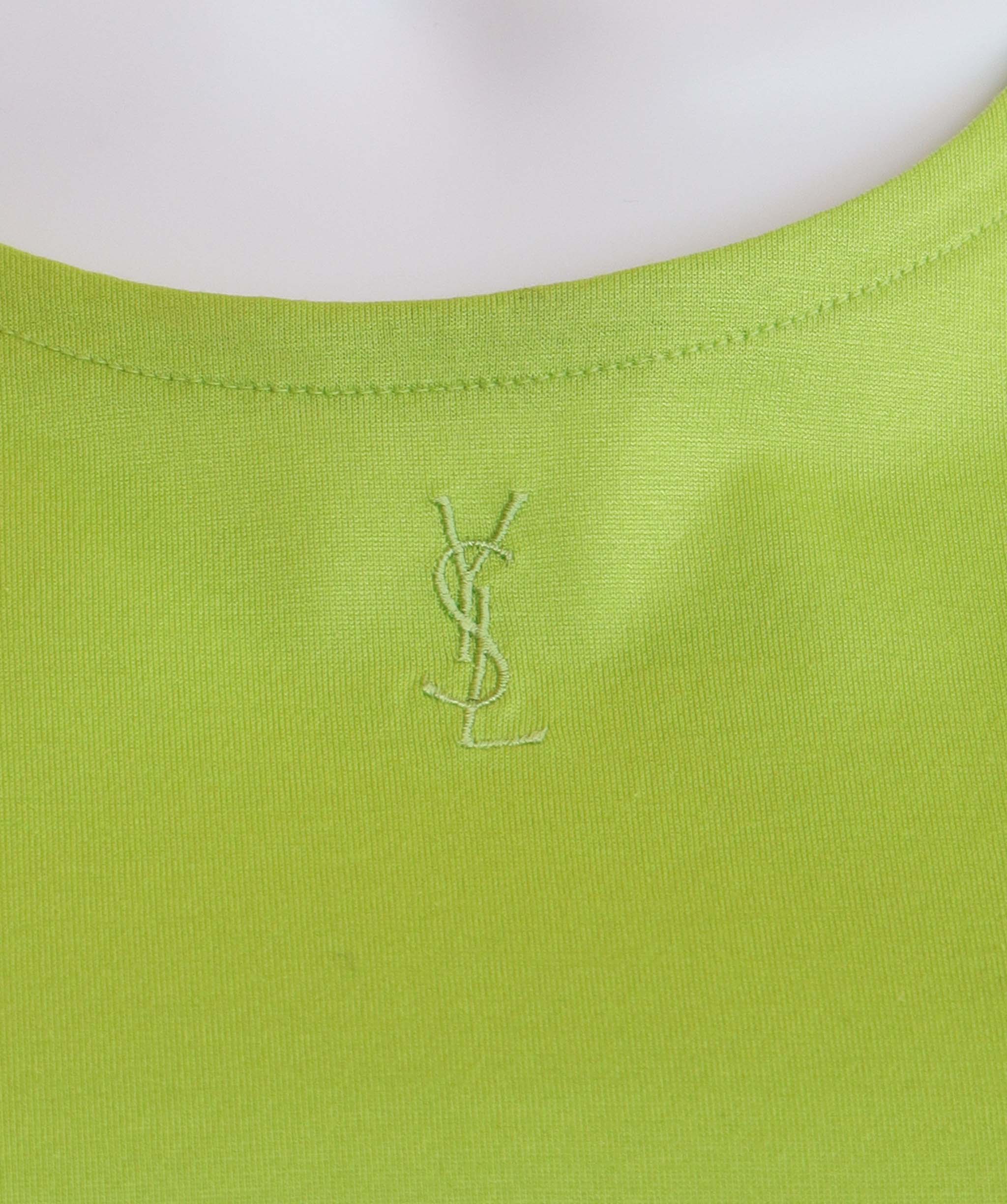 Yves Saint Laurent Yves Saint Laurent Cotton Green Short Sleeve Top Size L DXBS3635