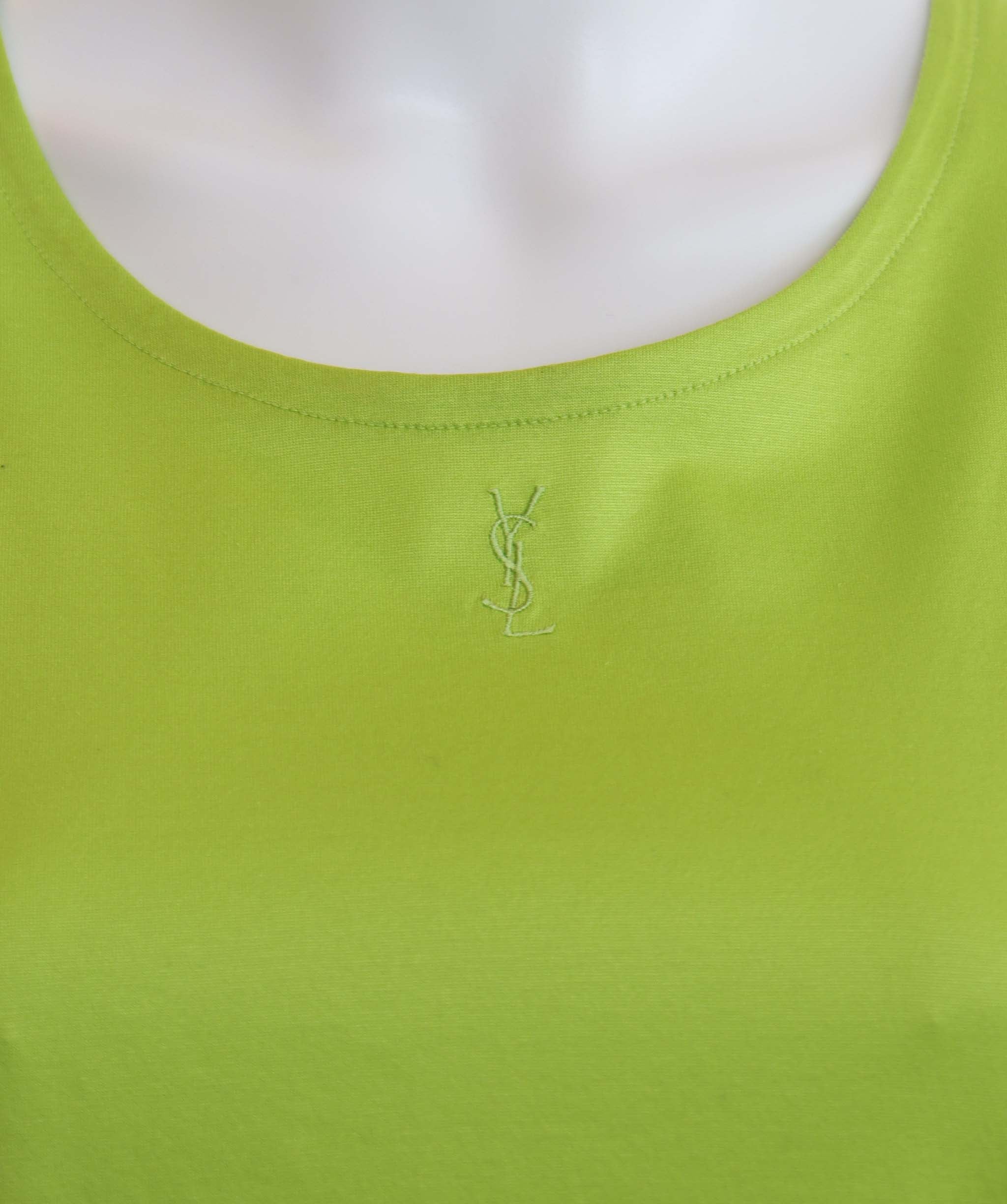 Yves Saint Laurent Yves Saint Laurent Cotton Green Short Sleeve Top Size L DXBS3635