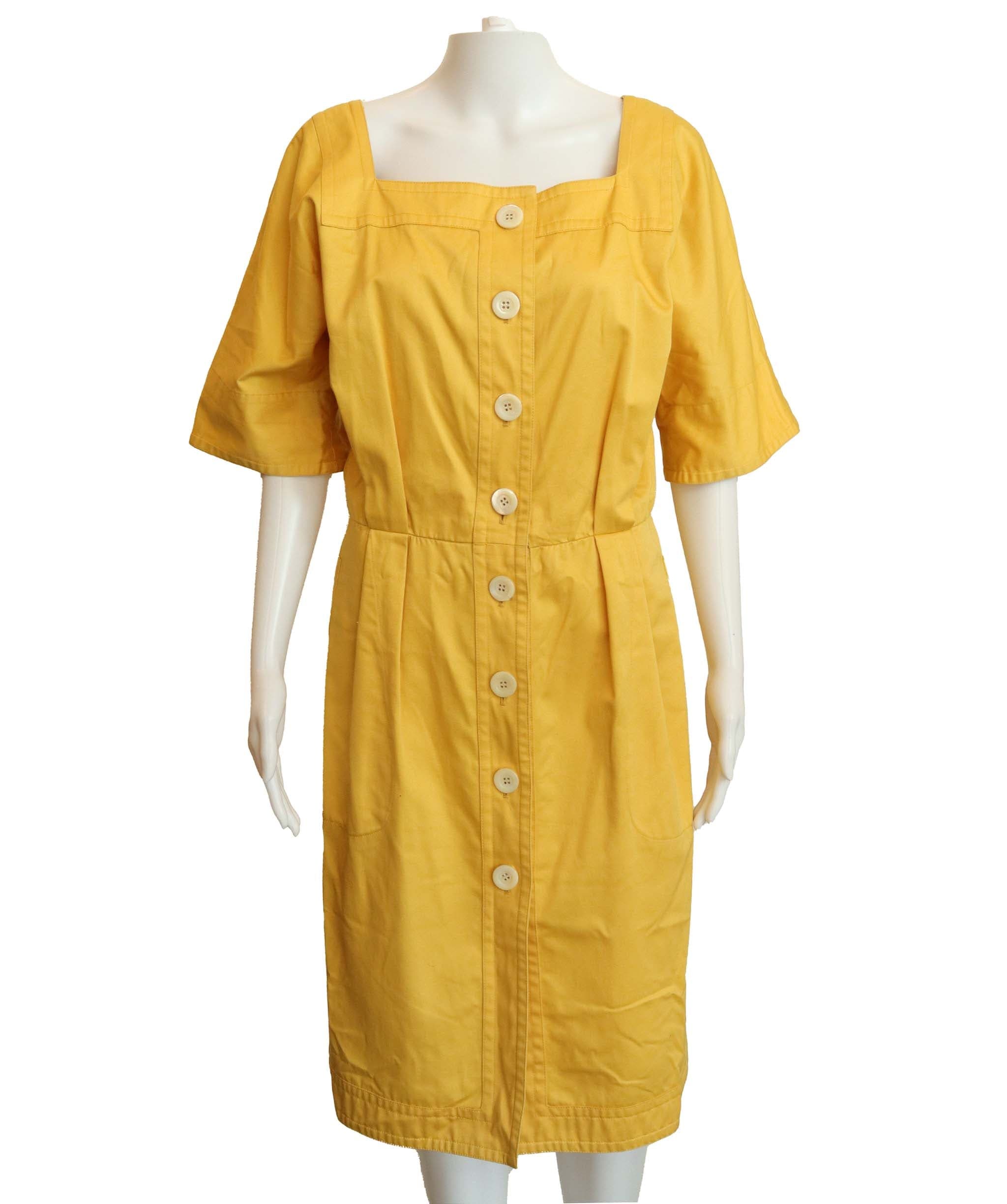Yves Saint Laurent yves saint laurent yellow dress with white buttons AGC2915