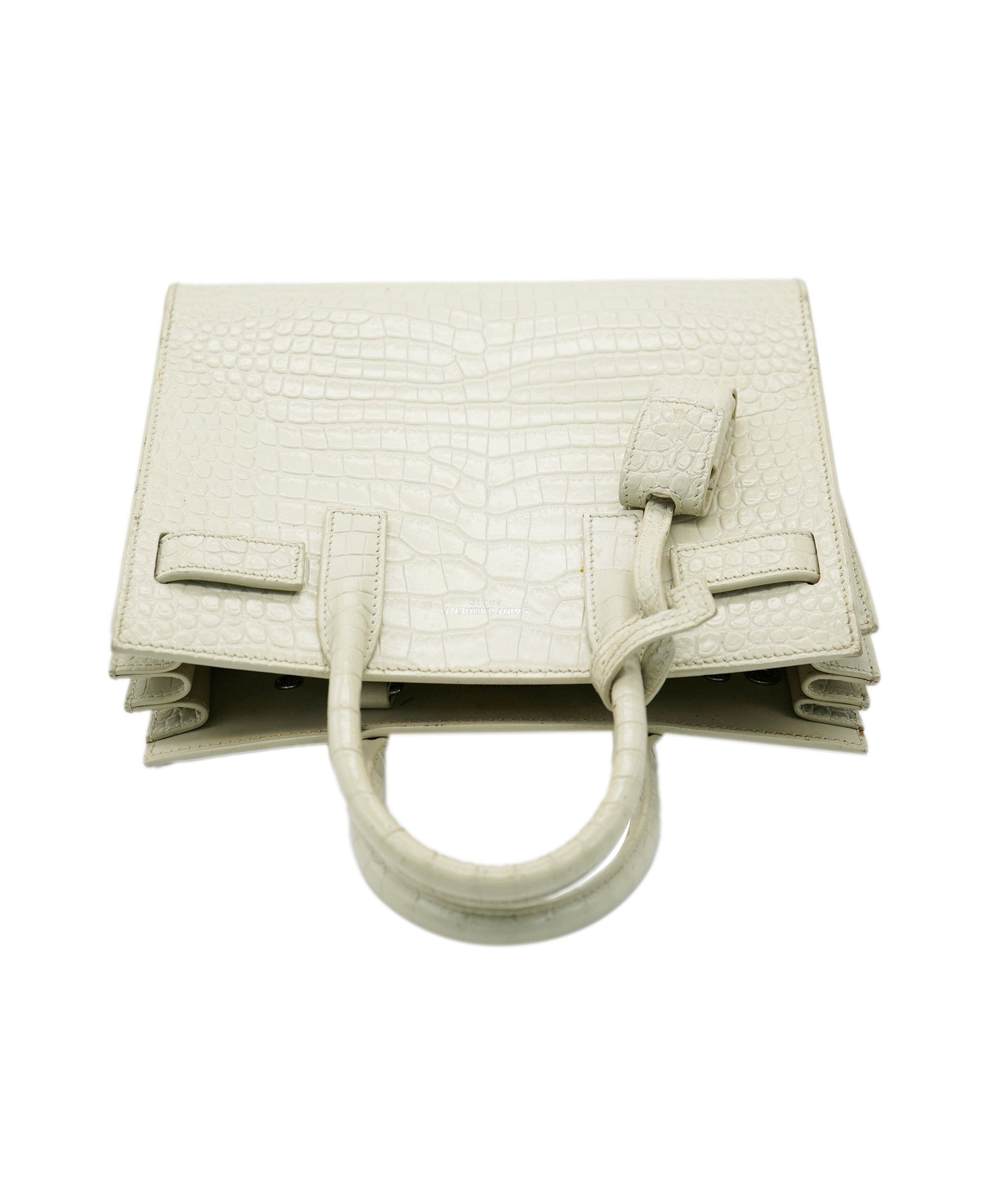 Yves Saint Laurent Saint Laurent Crocodile Embossed Cream Leather Sac De Jour Small AGC2115