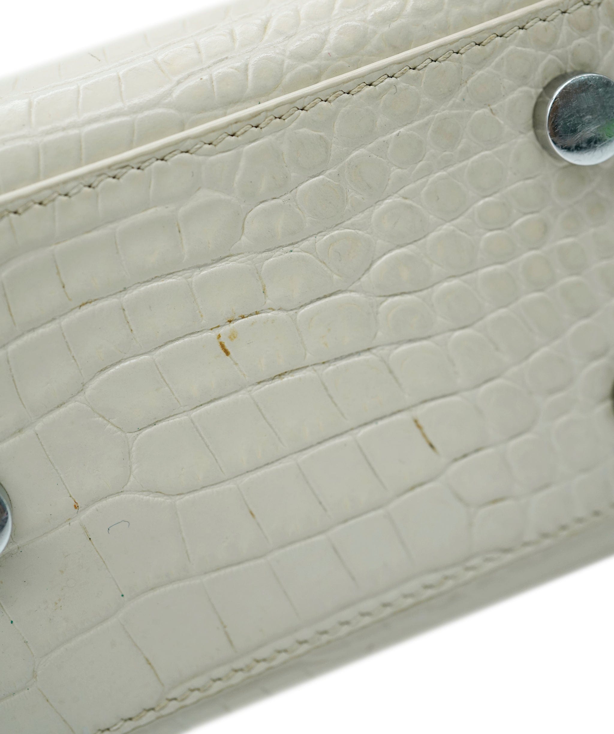 Yves Saint Laurent Saint Laurent Crocodile Embossed Cream Leather Sac De Jour Small AGC2115