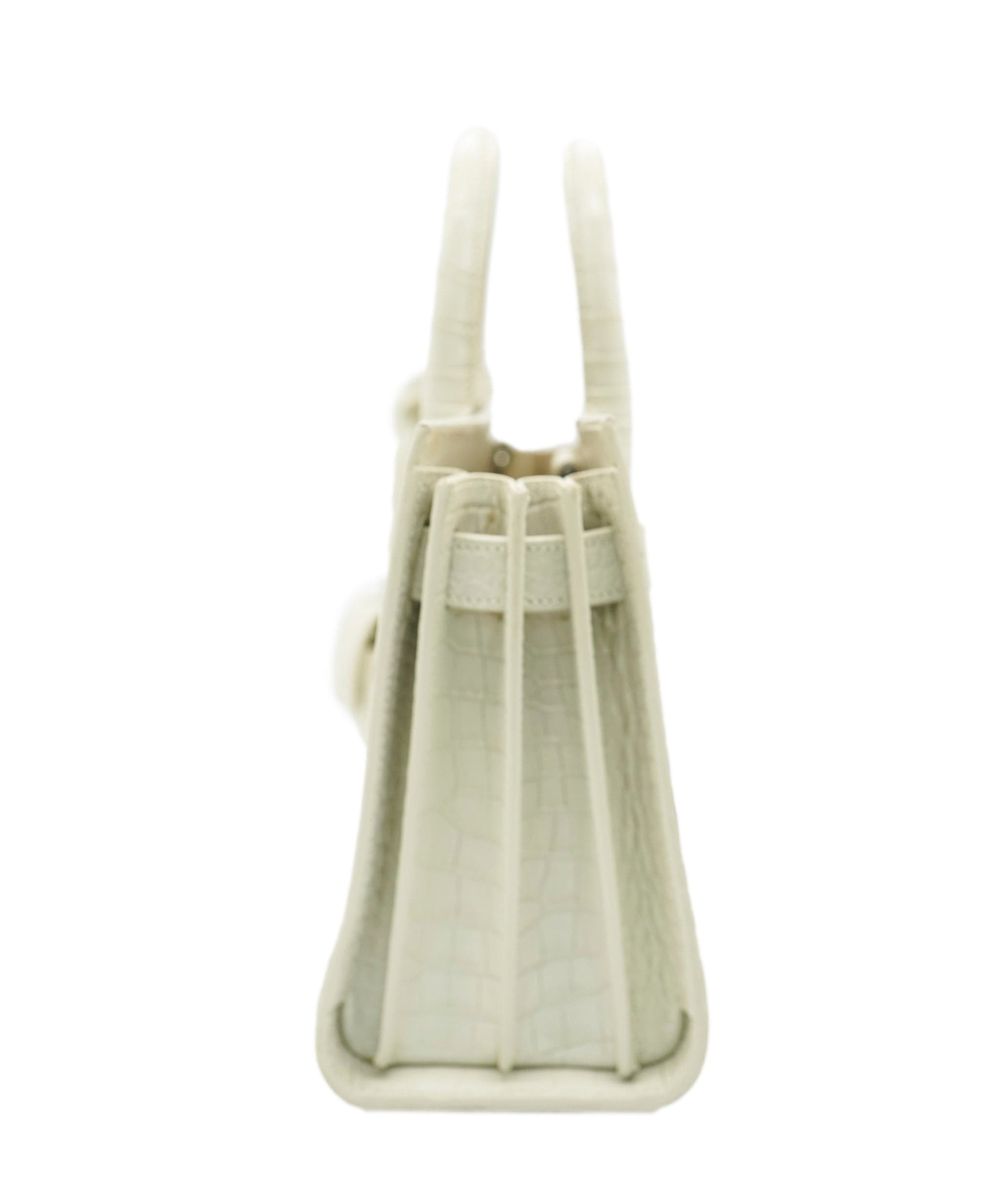 Yves Saint Laurent Saint Laurent Crocodile Embossed Cream Leather Sac De Jour Small AGC2115
