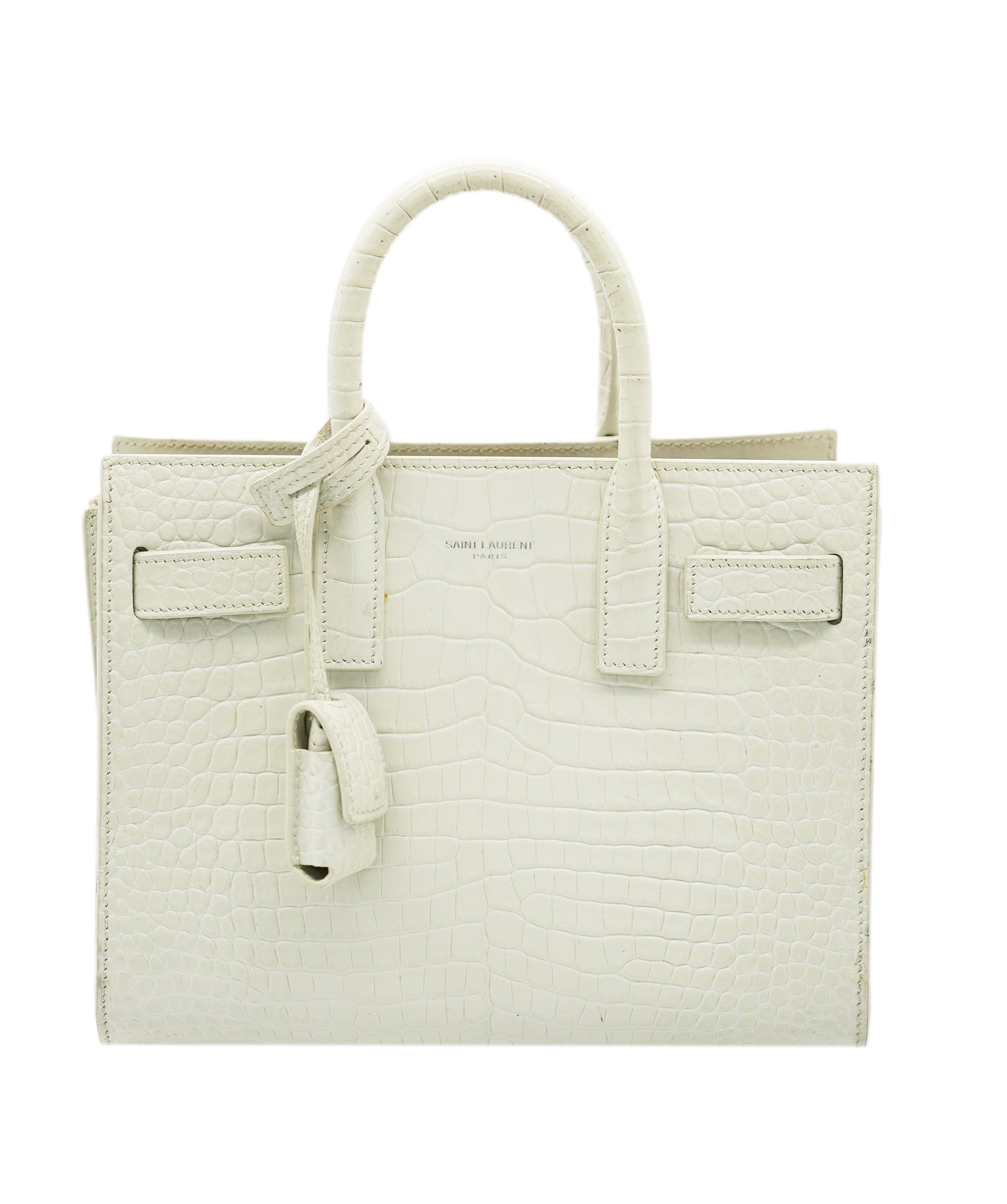 Yves Saint Laurent Saint Laurent Crocodile Embossed Cream Leather Sac De Jour Small AGC2115