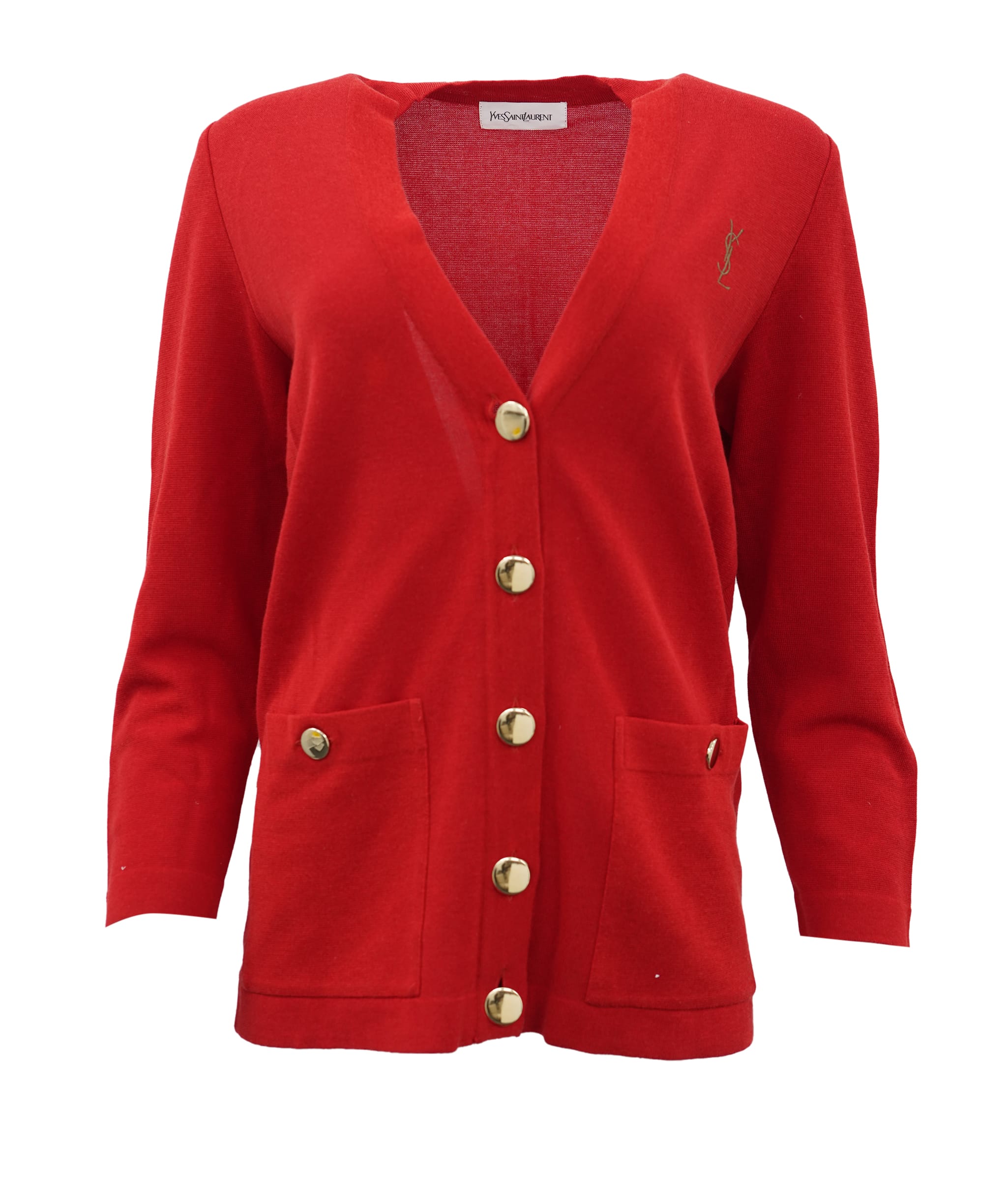 Yves Saint Laurent YSL red cardigan AKC0794