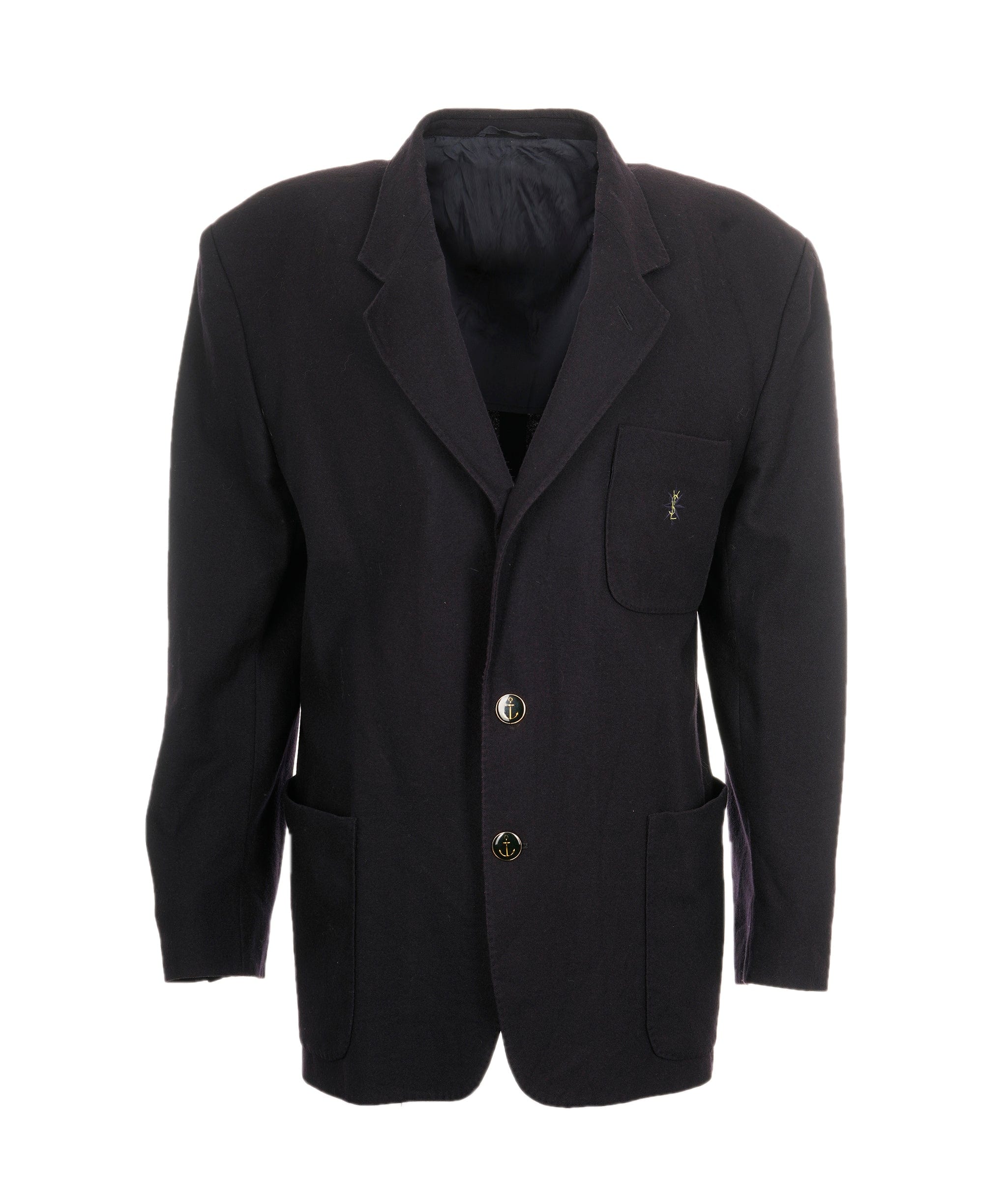 Yves Saint Laurent Mens 2 Button Blazeer Jacket IT54 (2XL) Navy Blue ASL9354