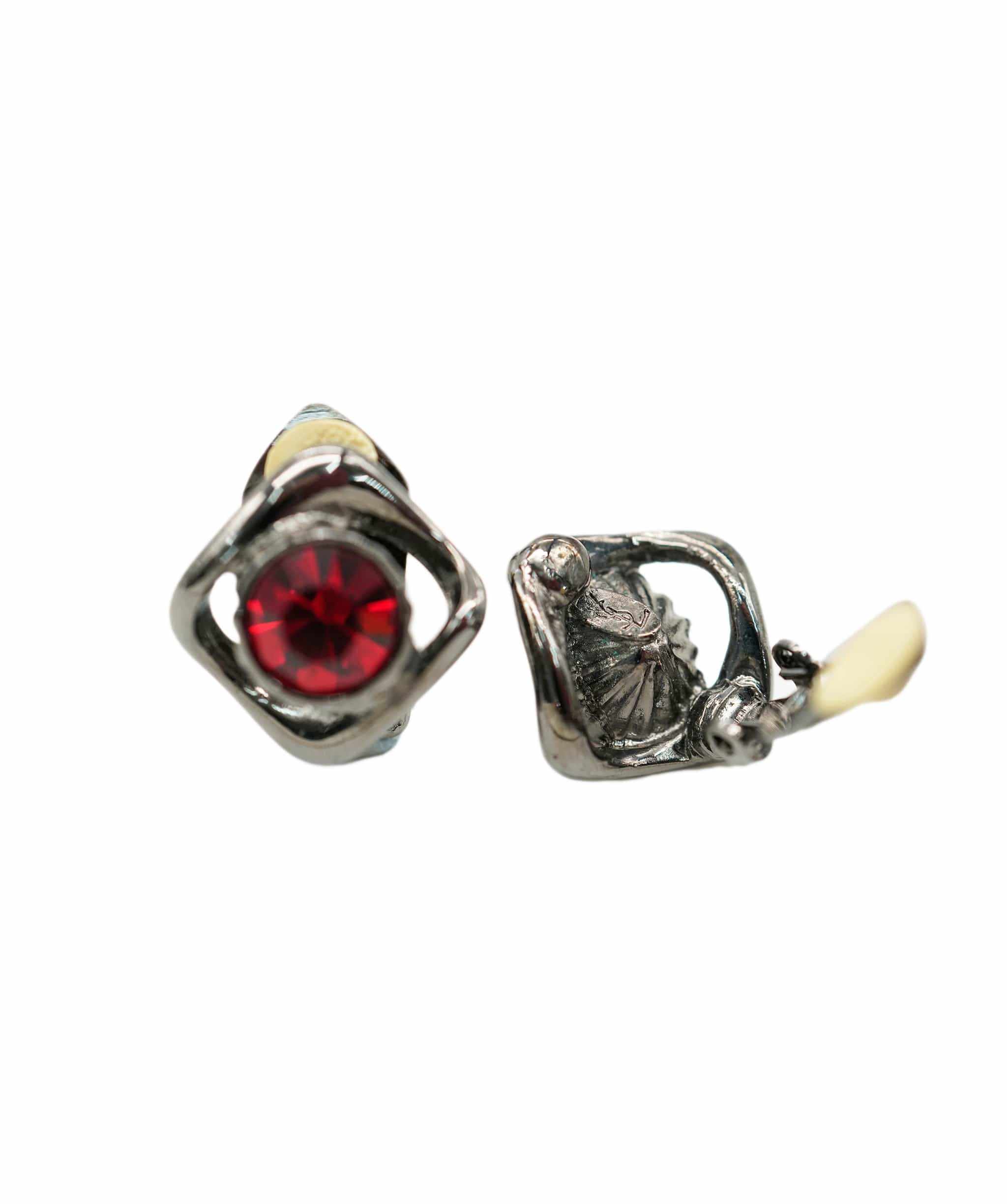 Yves Saint Laurent YSL ruby clip on earrings - AJC0828