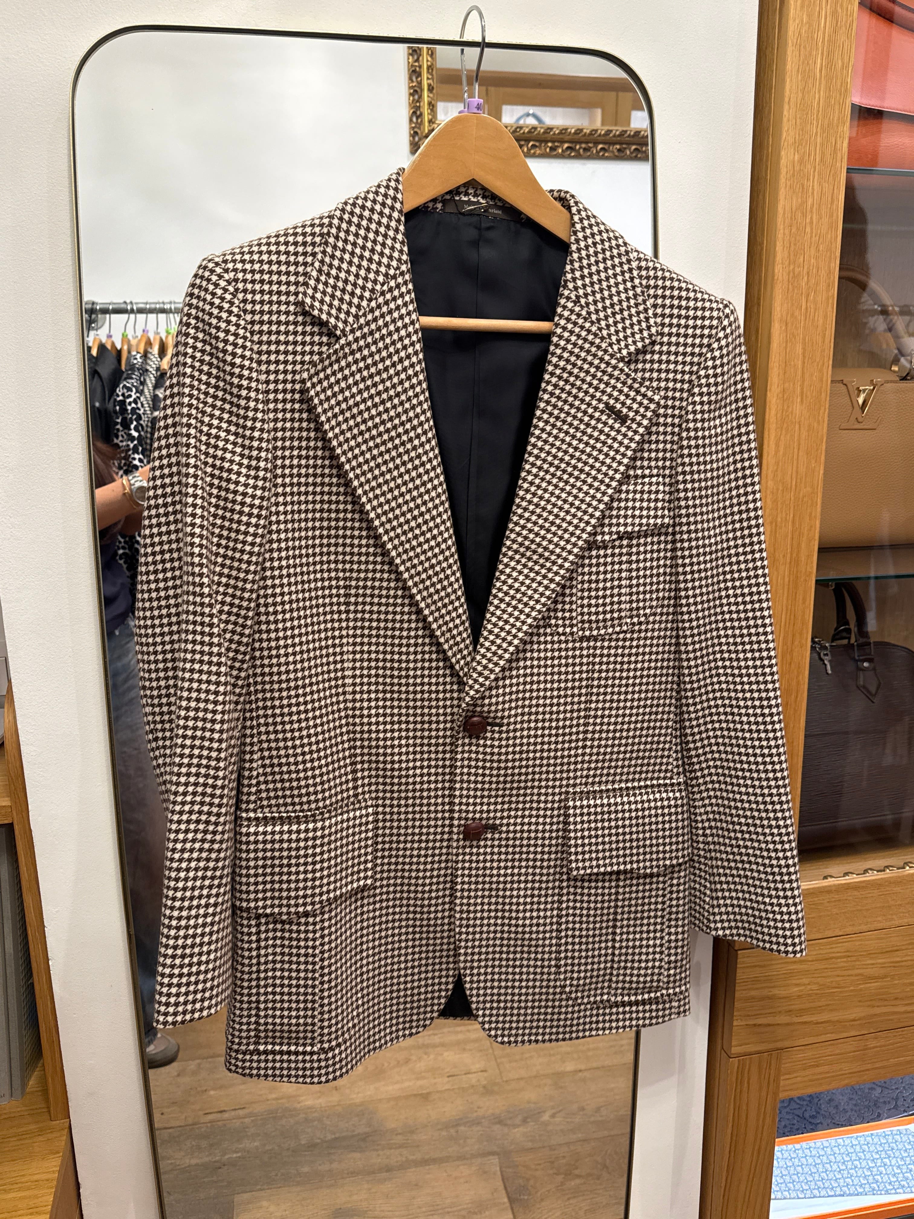 Yves Saint Laurent BROWN HOUNDSTOOTH SAFARI STYLE JACKET AGC3313