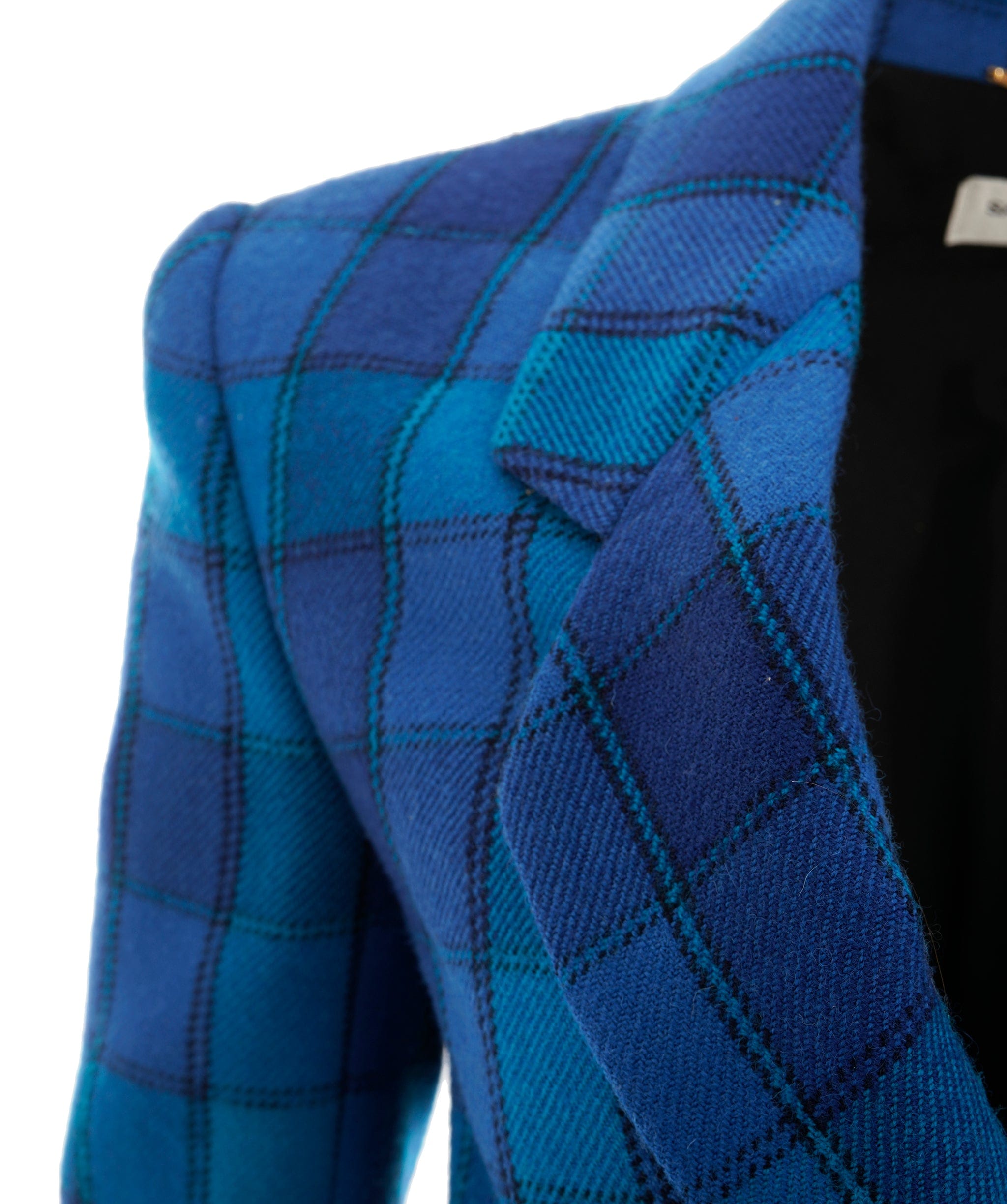 Yves Saint Laurent Saint Laurent Blue Checked Style Tweed Blazer RRP £2200 ALC2967