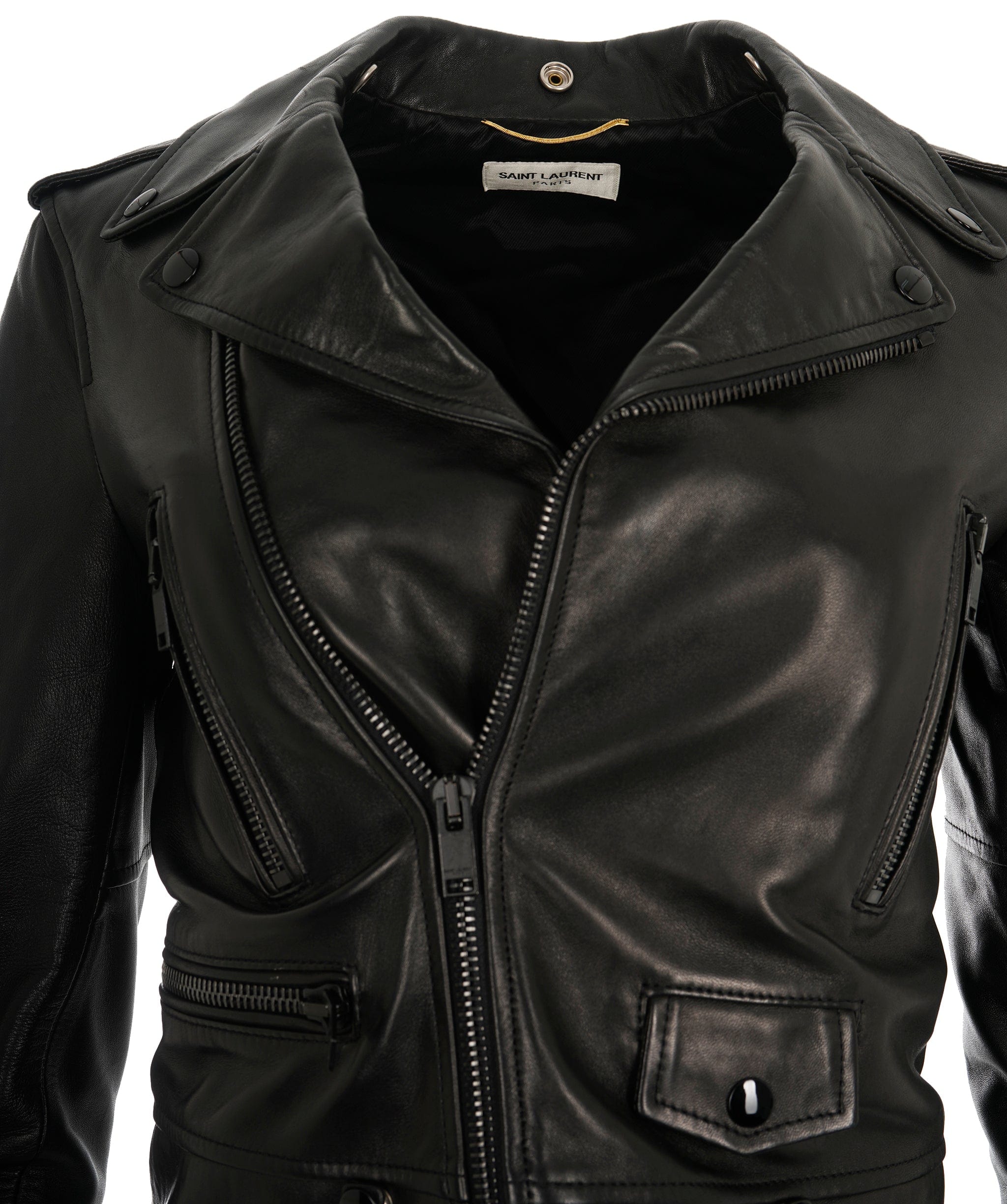 Yves Saint Laurent Saint Laurent – Signature Black Lambskin Leather Biker Jacket ALC2420
