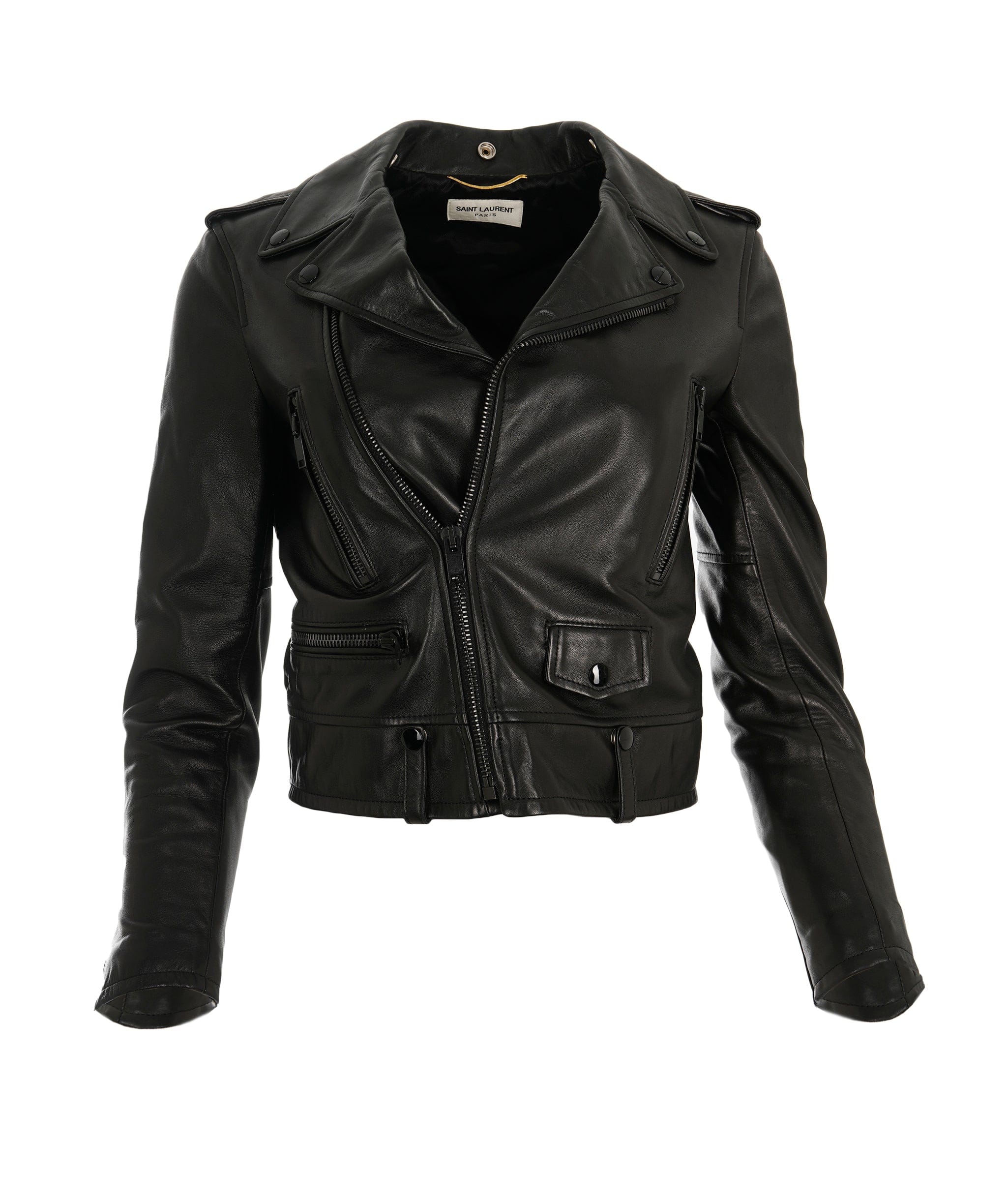 Yves Saint Laurent Saint Laurent – Signature Black Lambskin Leather Biker Jacket ALC2420