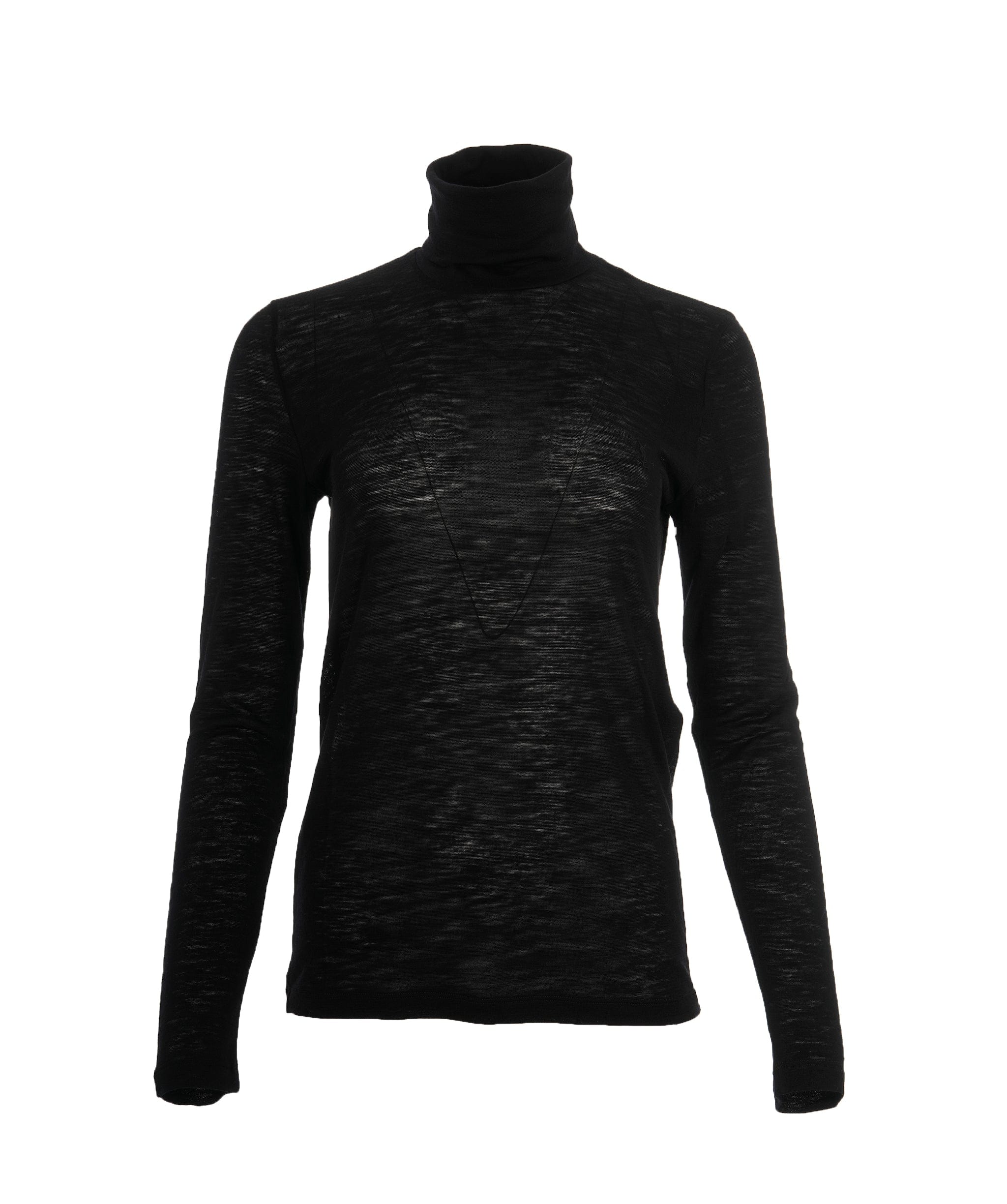 Yves Saint Laurent YSL Black Logo Polo Neck Top ALL0996