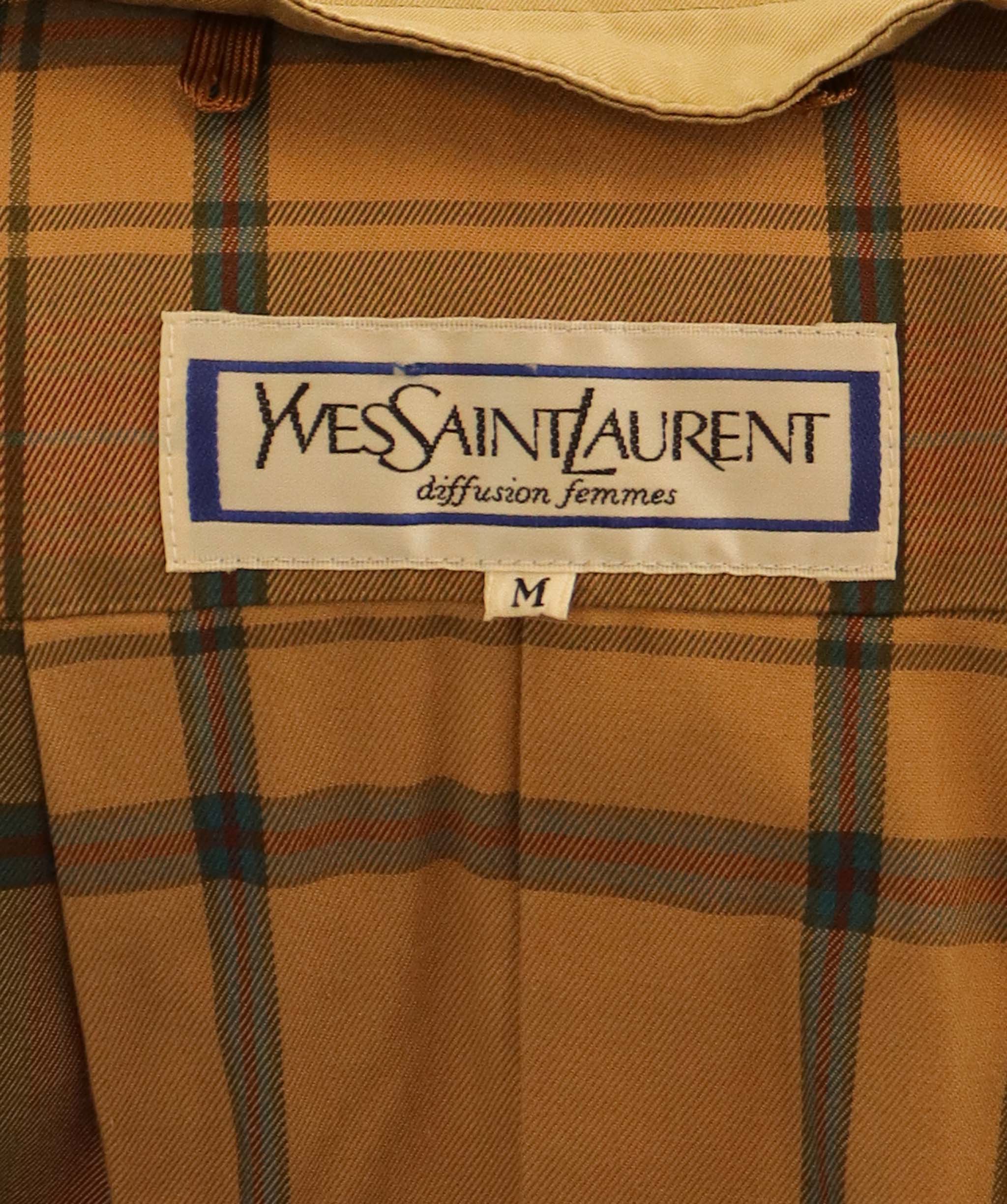 Yves Saint Laurent YSL Logo Trench Coat Beige DXBS4288