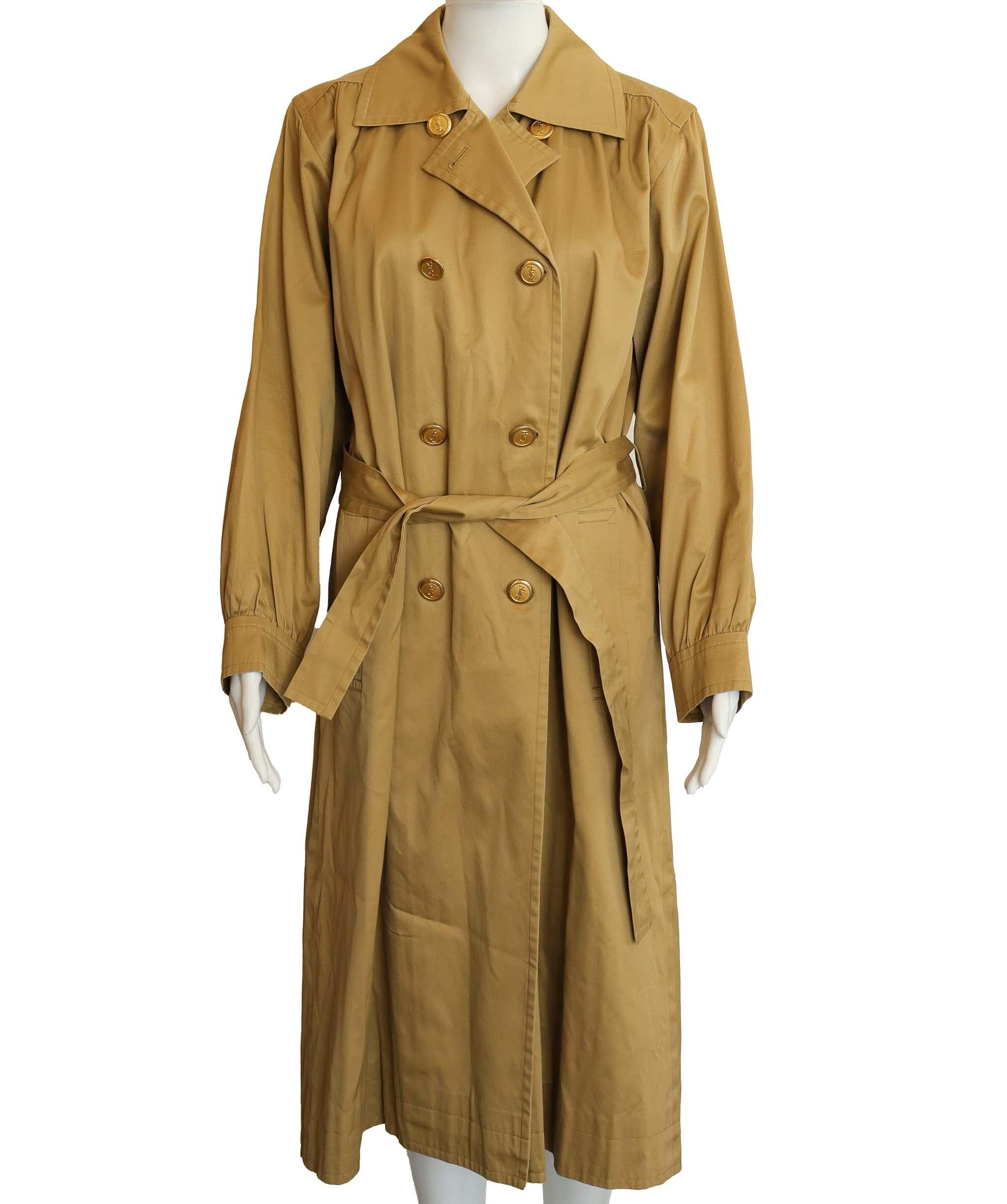 Yves Saint Laurent YSL Logo Trench Coat Beige DXBS4288