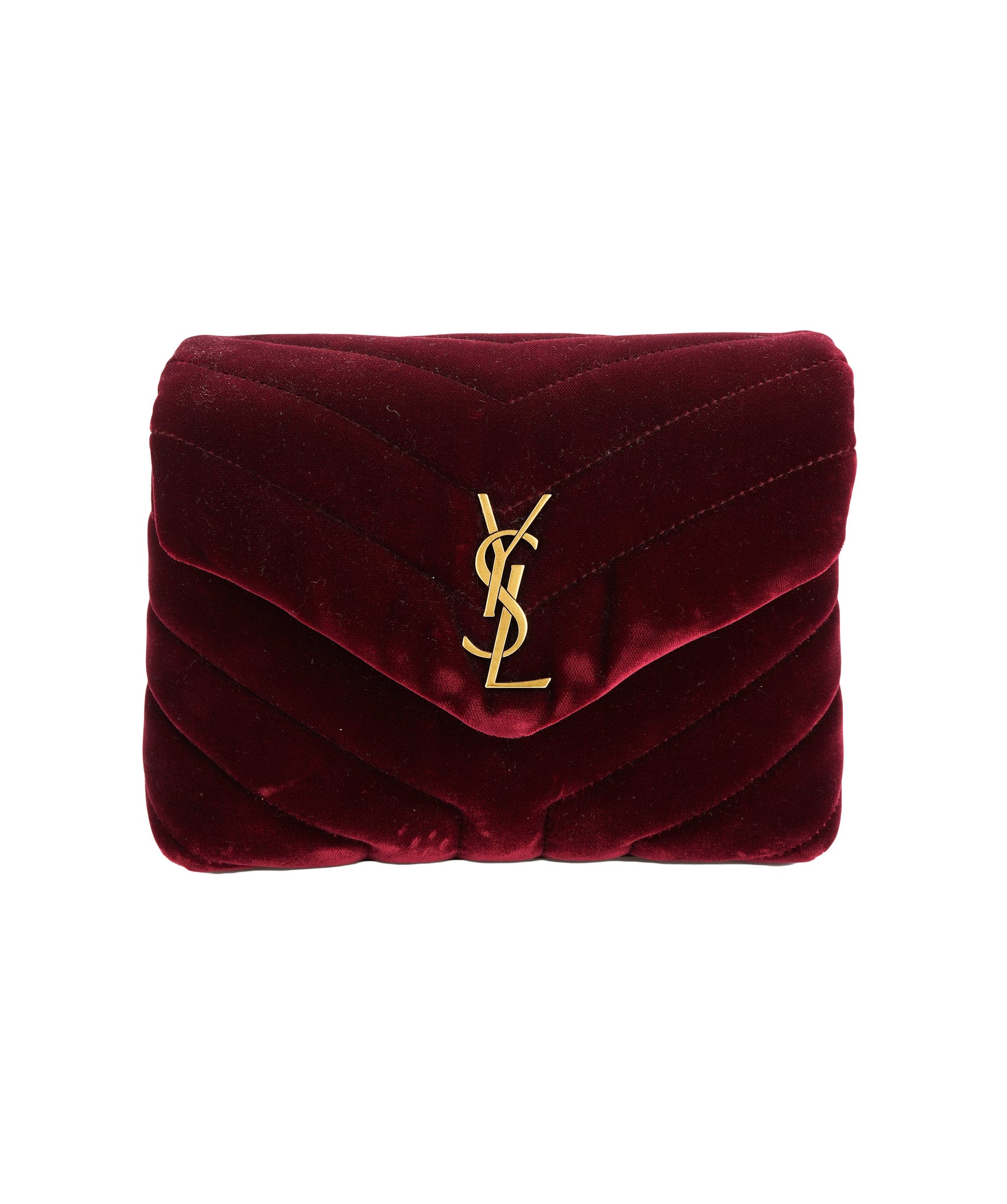 Yves Saint Laurent YSL Lou Lou Velvet Burgundy Crossbody Bag ALC2028