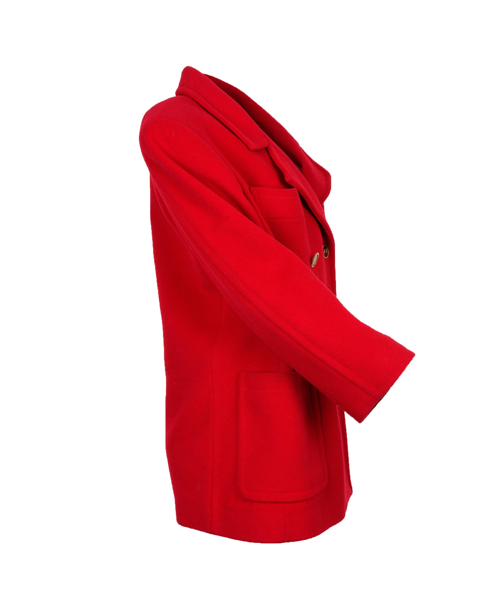 Yves Saint Laurent YSL Red Wool Long Coat ALC3139