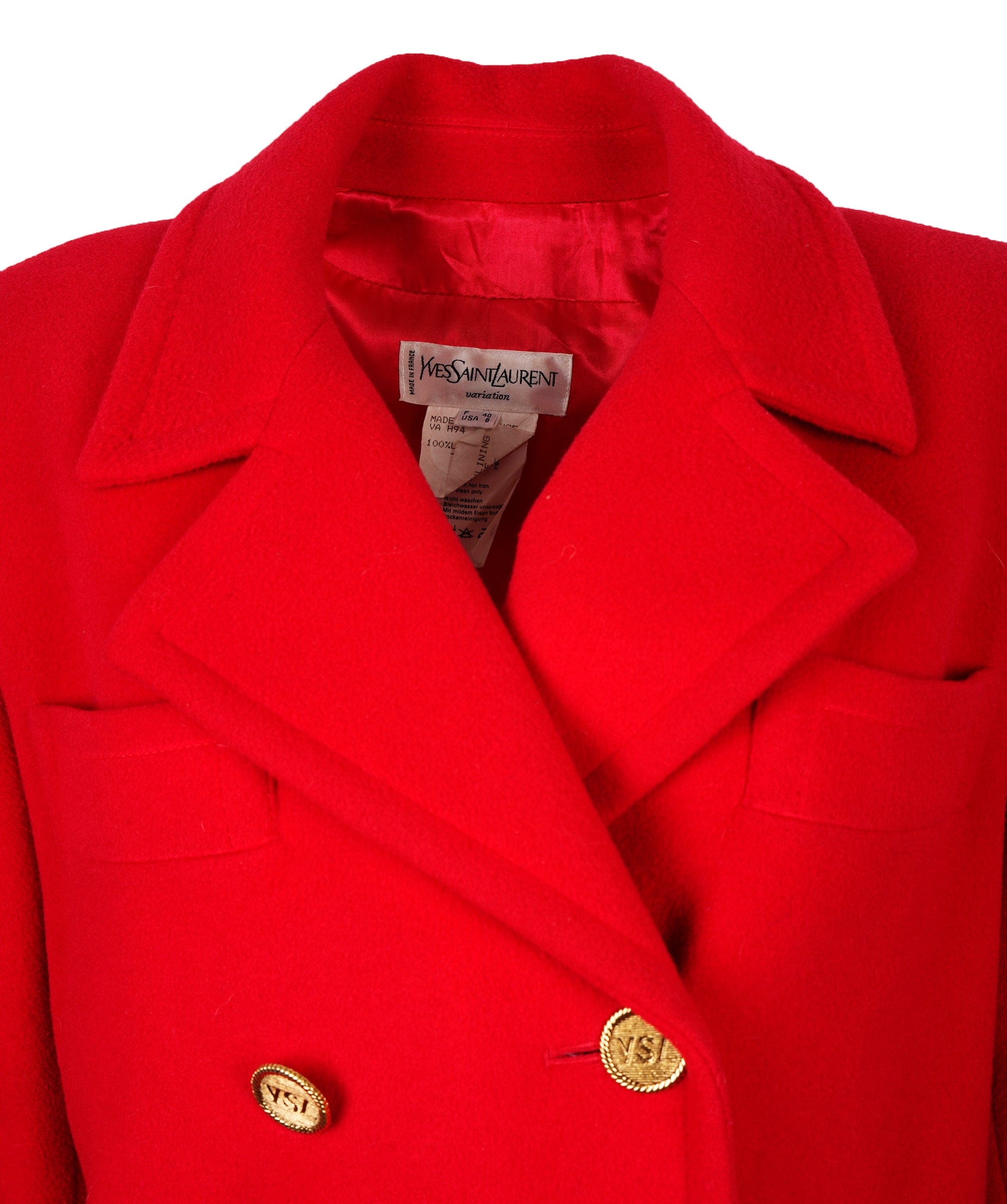 Yves Saint Laurent YSL Red Wool Long Coat ALC3139