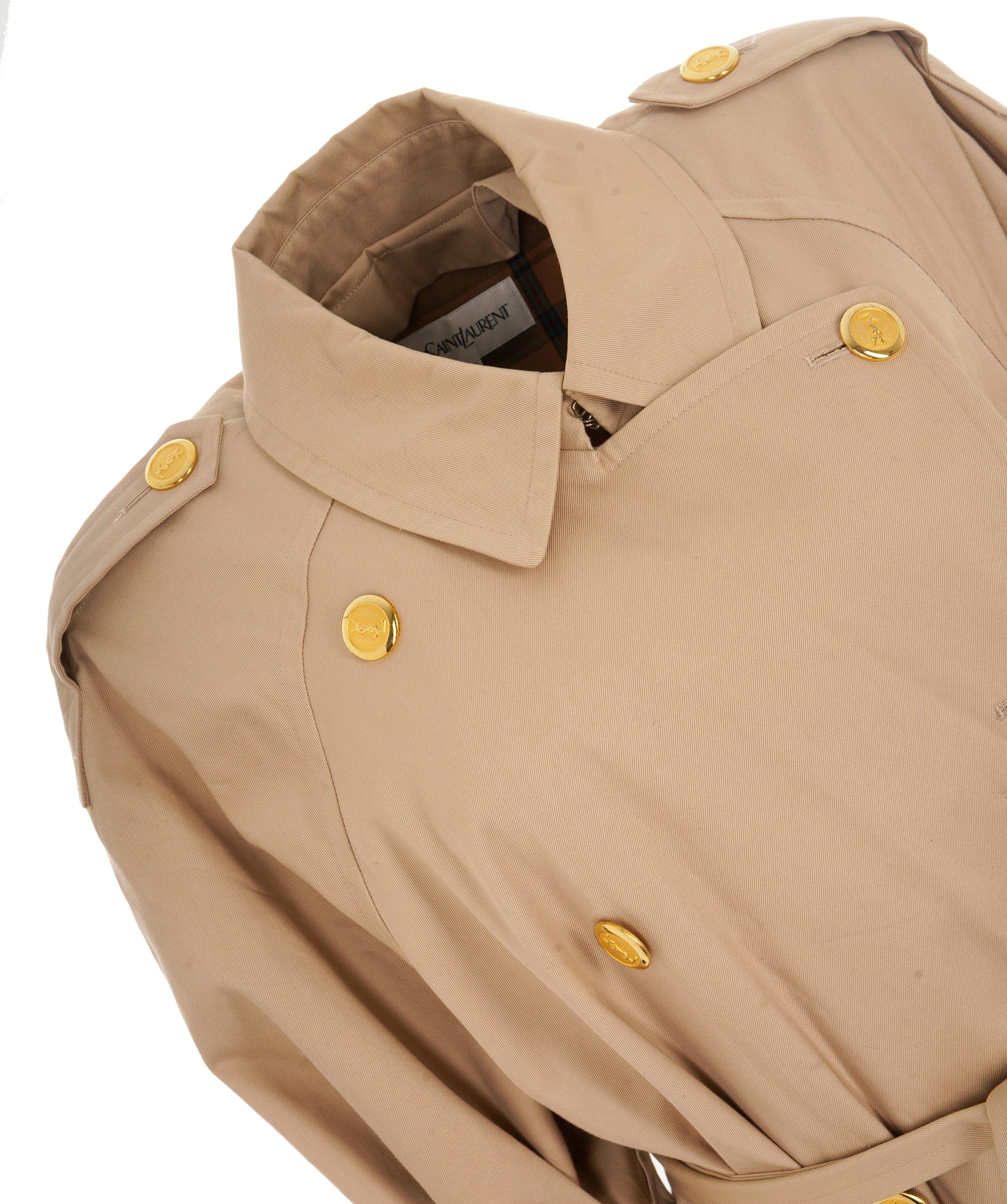 Yves Saint Laurent YSL Vintage Trench Coat With Checked Style Lining ALC3541