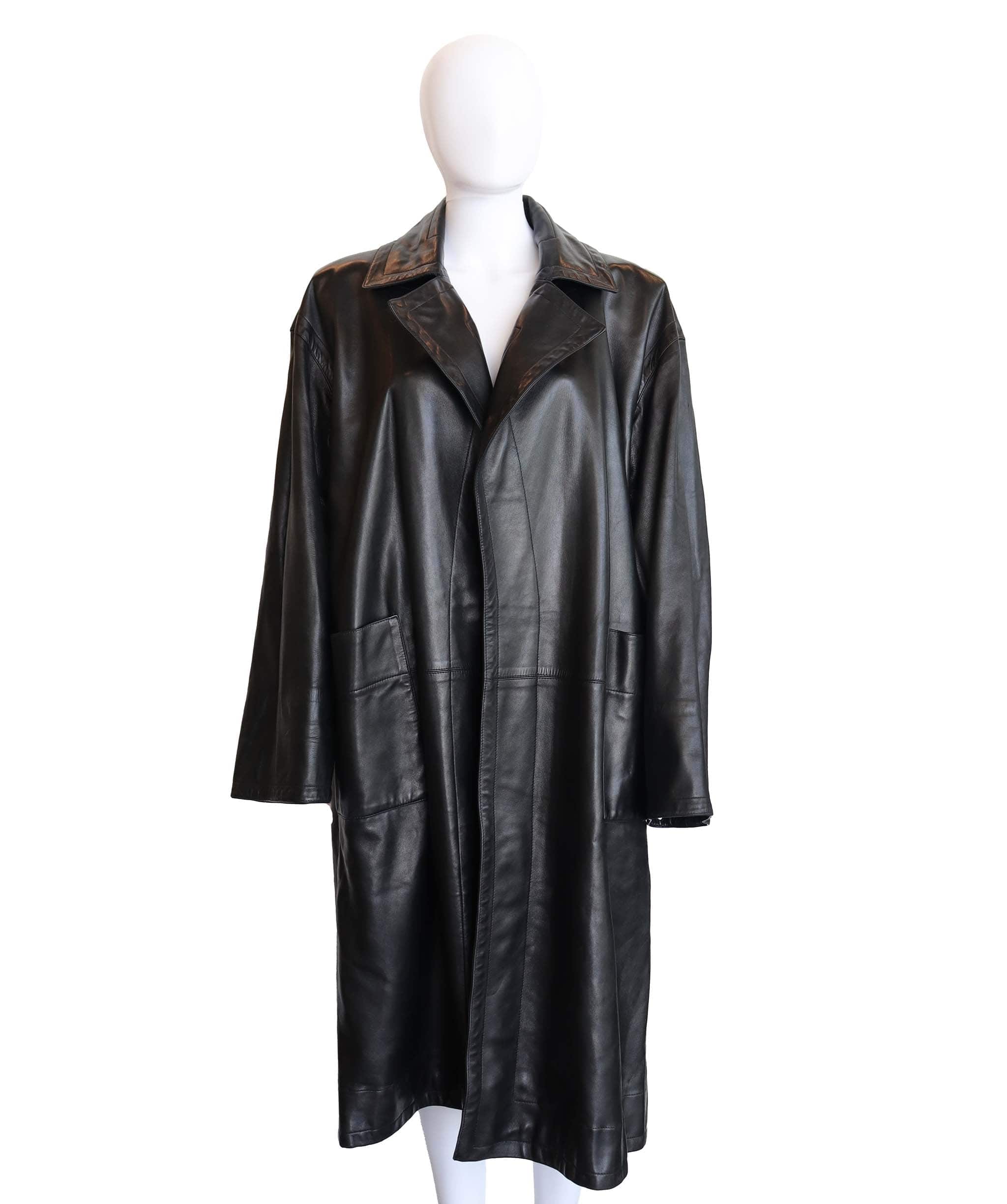 Yves Saint Laurent Yves Saint Laurent oversized open leather trench coat AGC2533