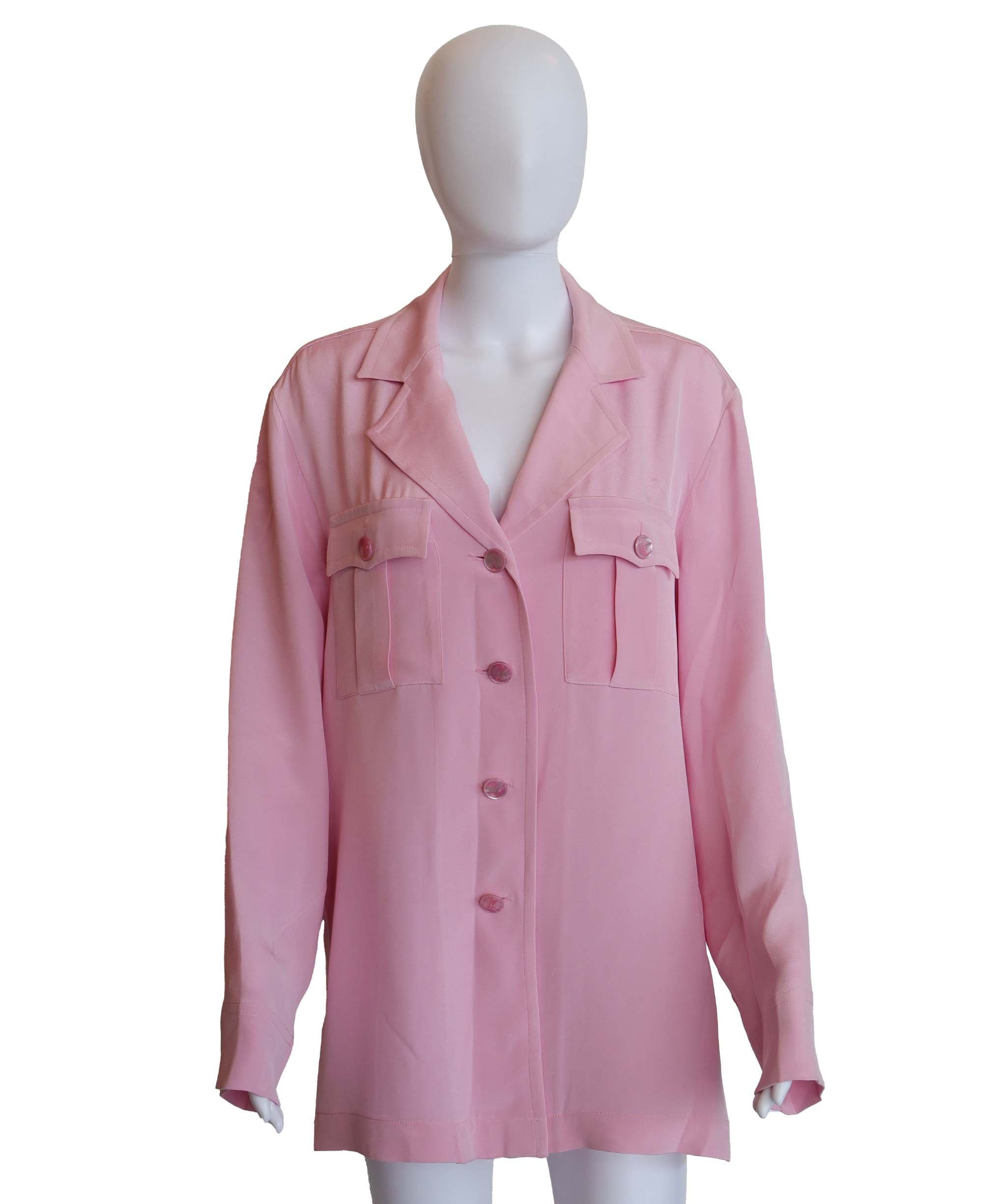 Yves Saint Laurent Yves Saint Laurent safari Style pink silk shirt AGC2507