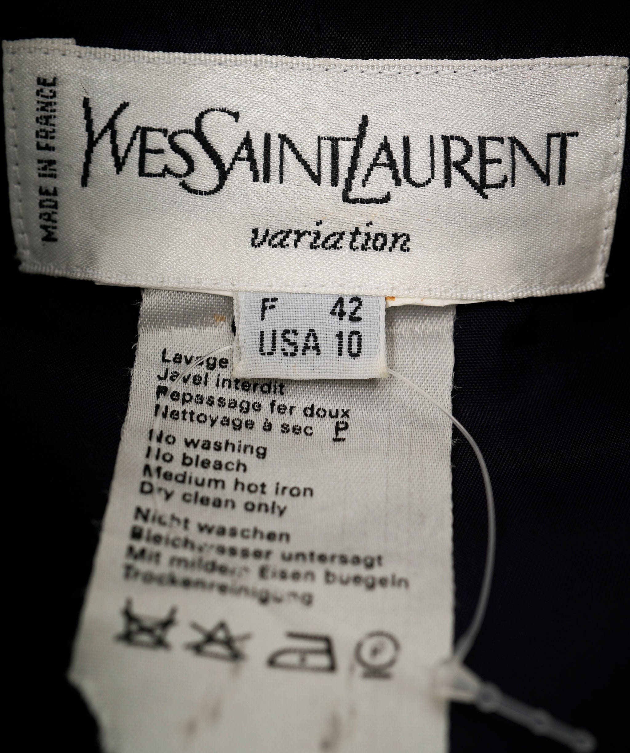 Yves Saint Laurent Yves Saint Laurent Vintage Navy Textured Fitted Blazer AKL0057