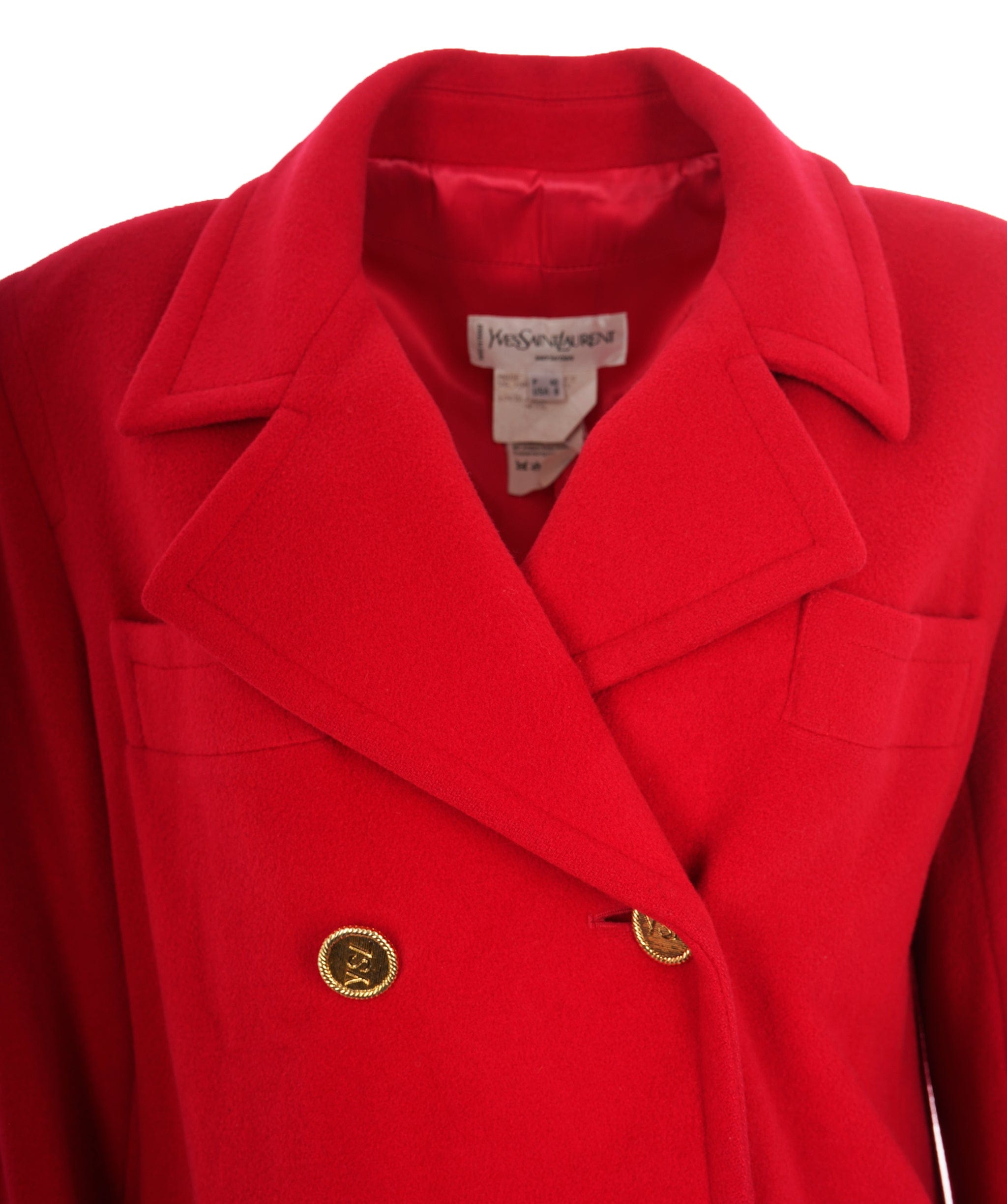 Yves Saint Laurent Yves Saint Laurent Vintage Red Wool Logo Button Blazer Coat AKL0061