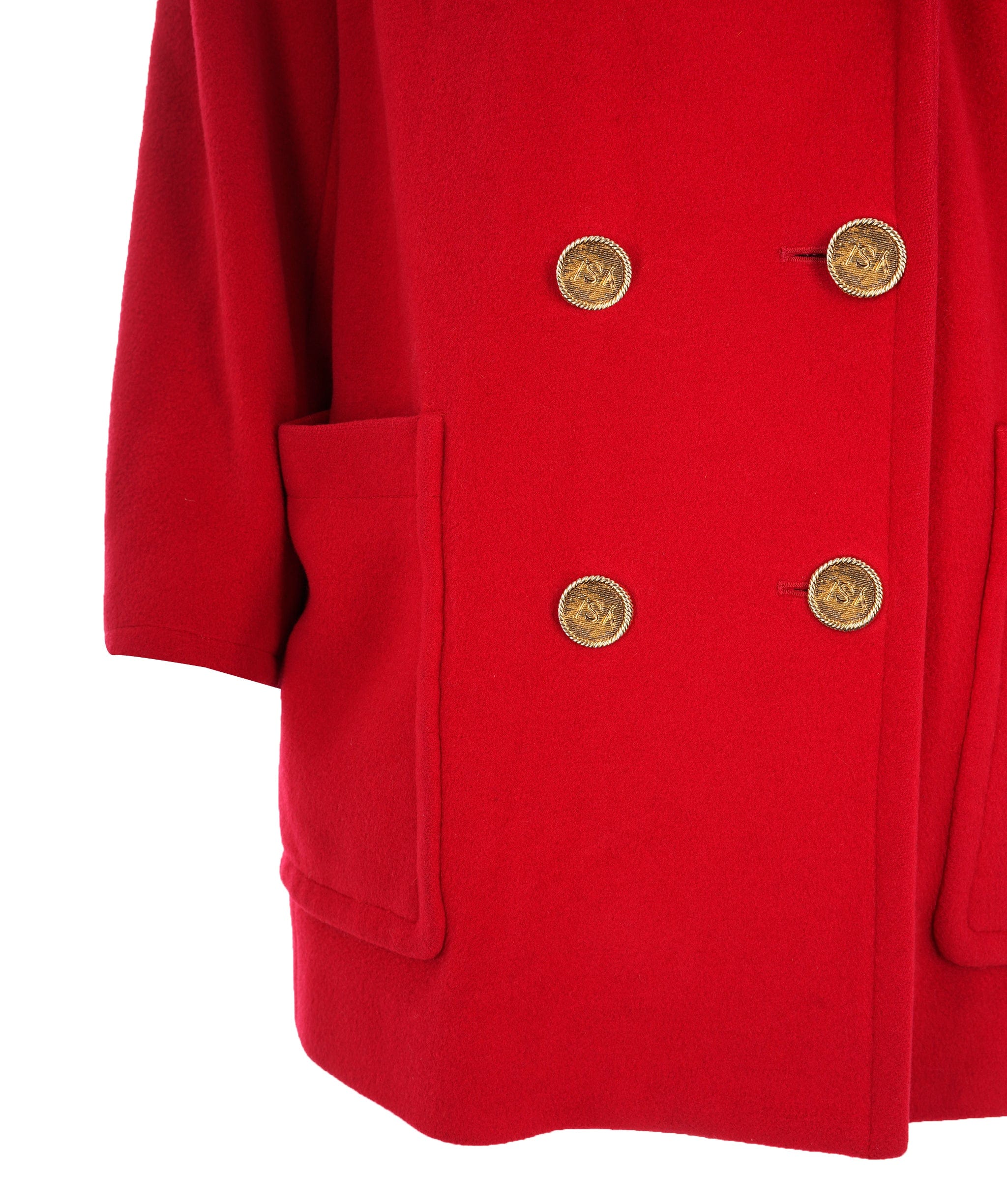 Yves Saint Laurent Yves Saint Laurent Vintage Red Wool Logo Button Blazer Coat AKL0061