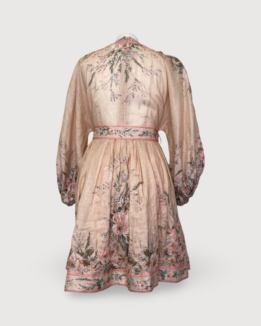 Zimmermann Peach/ Green Zimmermann Floral L/S Dress, S