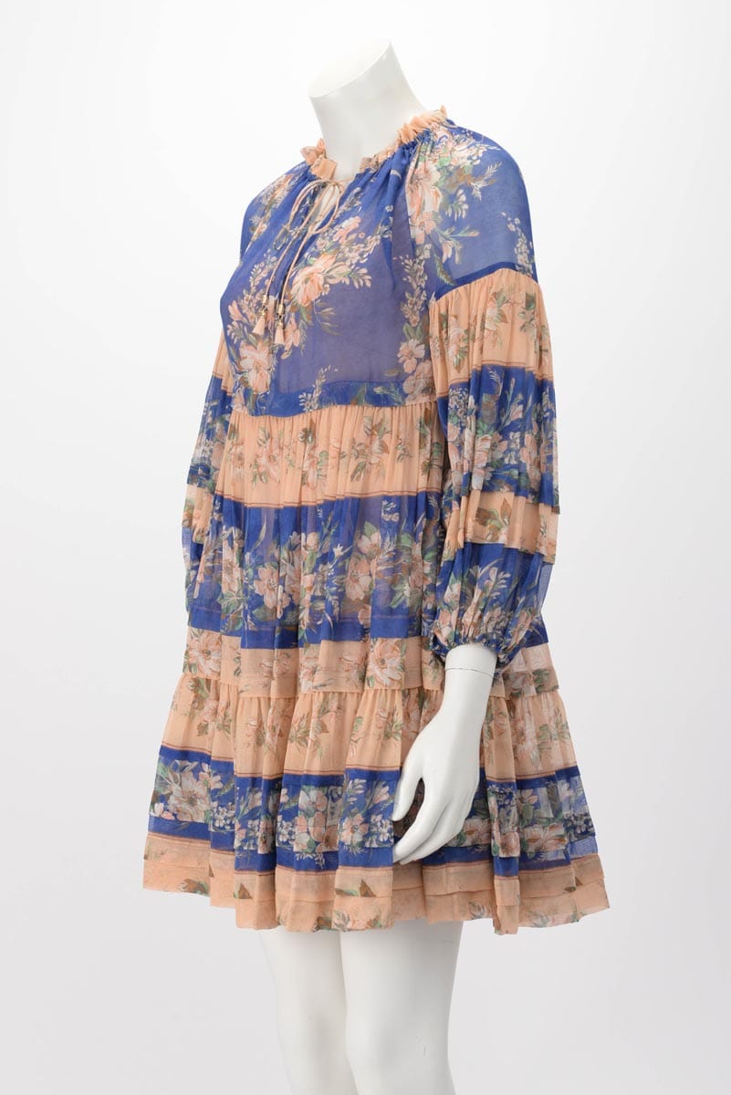Zimmermann Zimmermann Blue & Pink Moonshine Tuck Mini Dress 0