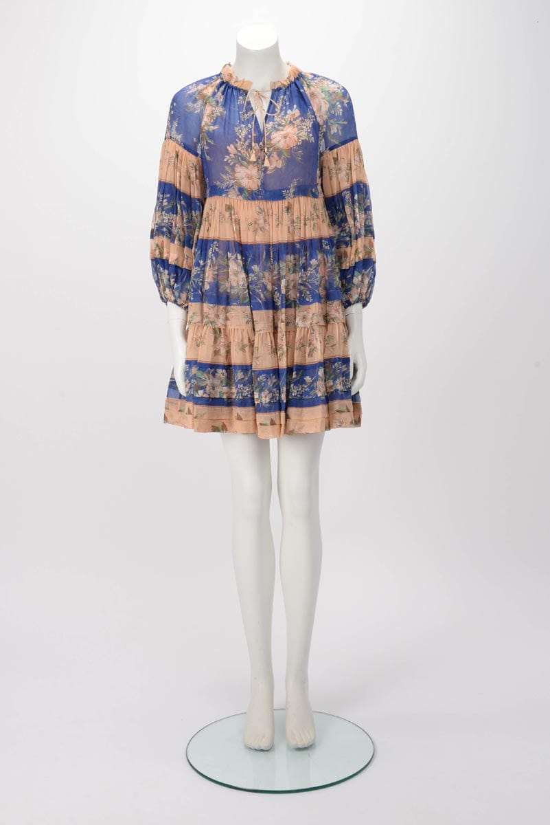 Zimmermann Zimmermann Blue & Pink Moonshine Tuck Mini Dress 0