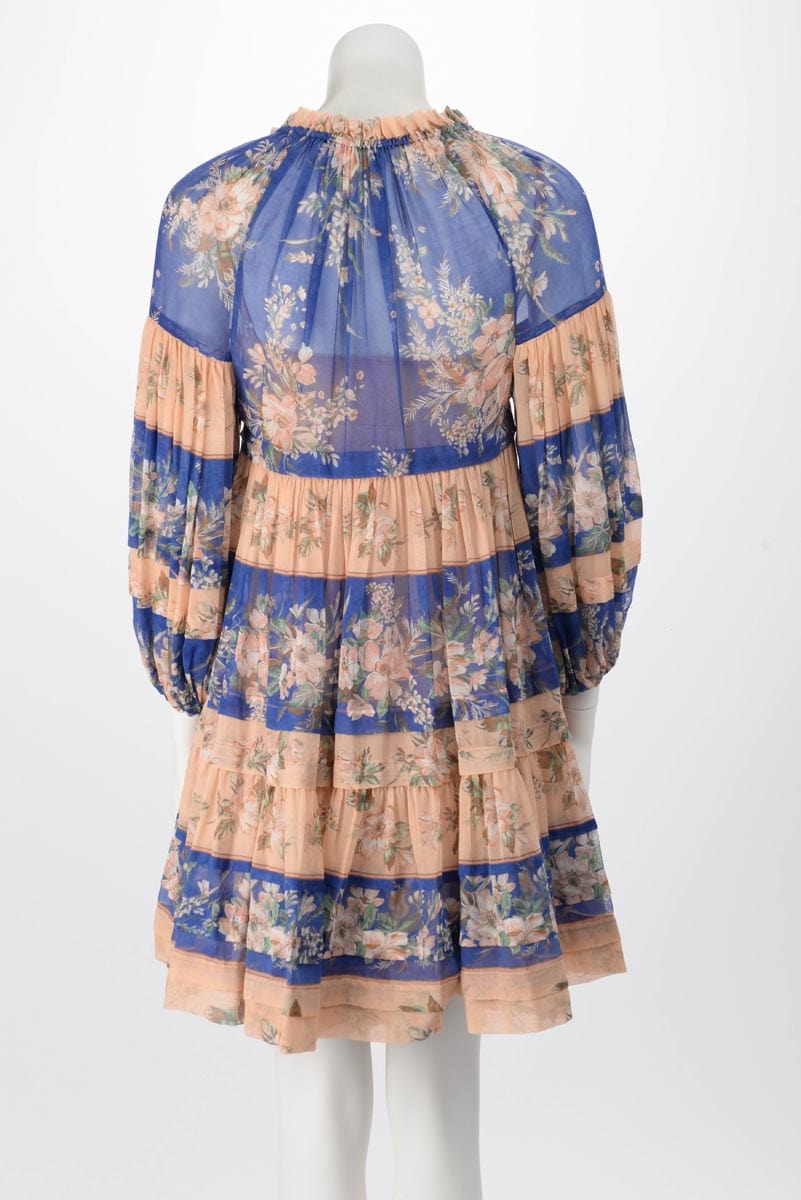 Zimmermann Zimmermann Blue & Pink Moonshine Tuck Mini Dress 0