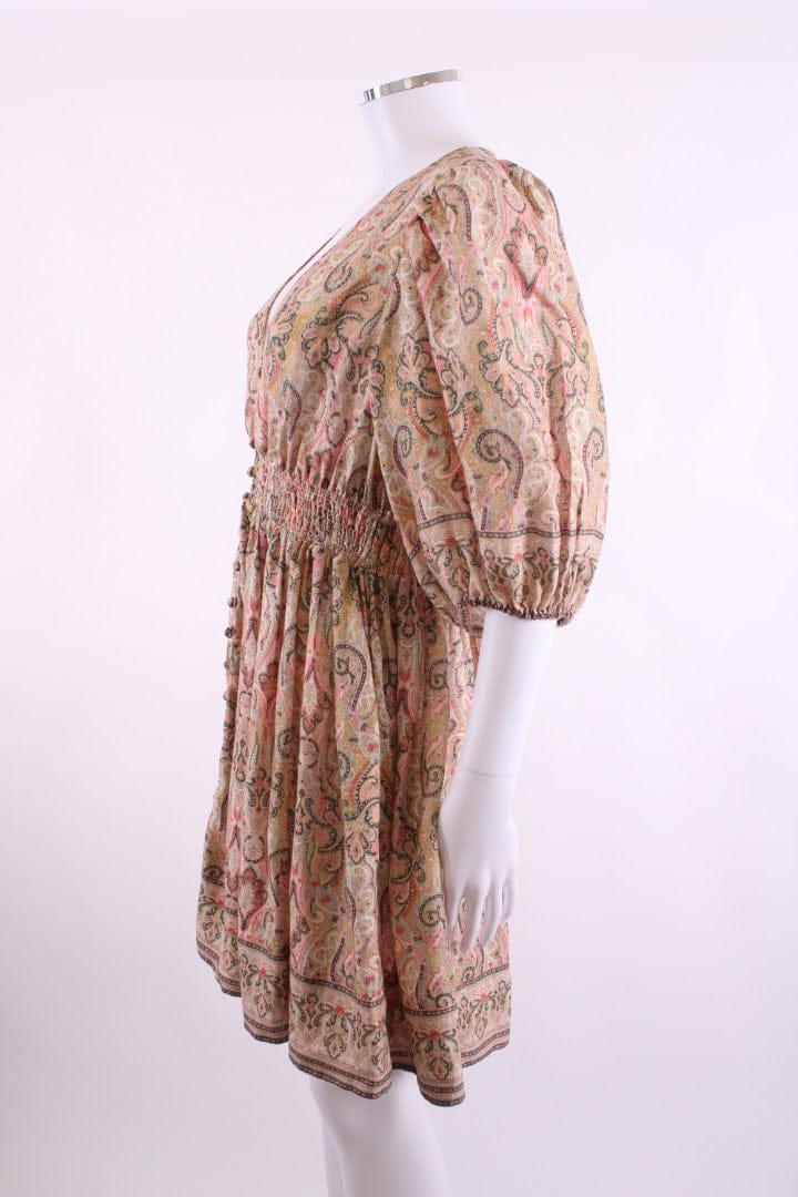 Zimmermann Zimmermann S/S Paisley Print Mini Dress Mustard/ Pink 14