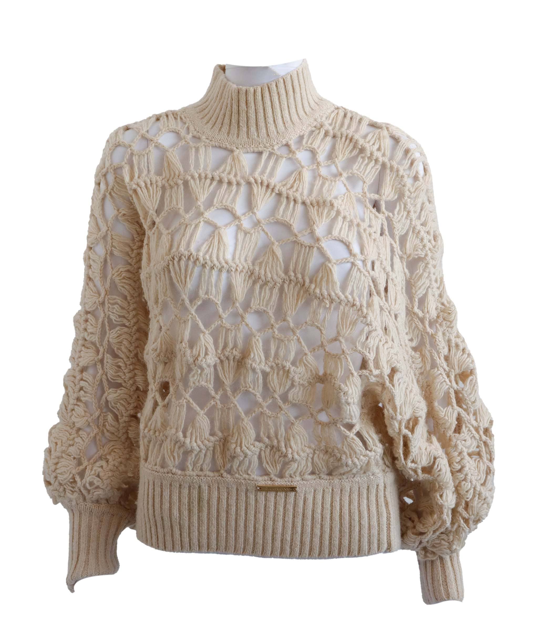 Zimmermann ZIMMERMANN CONCERT CREAM OPEN-KNIT WOOL BLEND JUMPER CREAM ASC7272