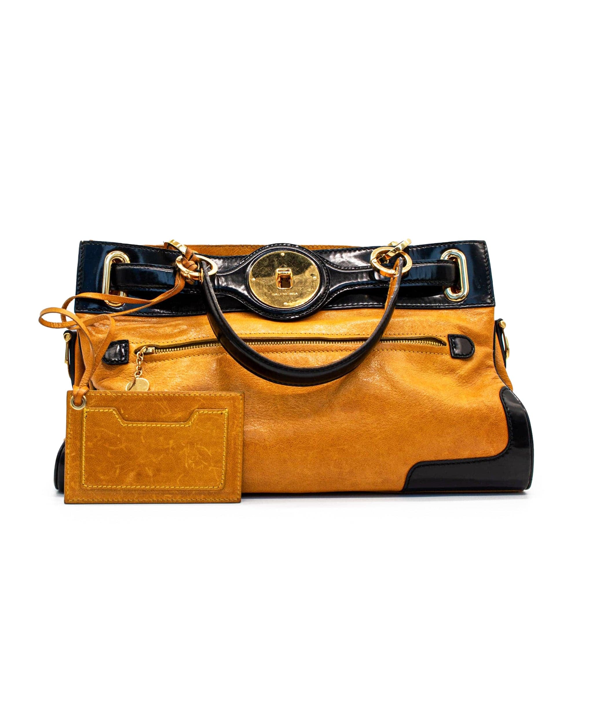 Balenciaga Balenciaga Lune Black & Mustard Leather Handbag RJL1425