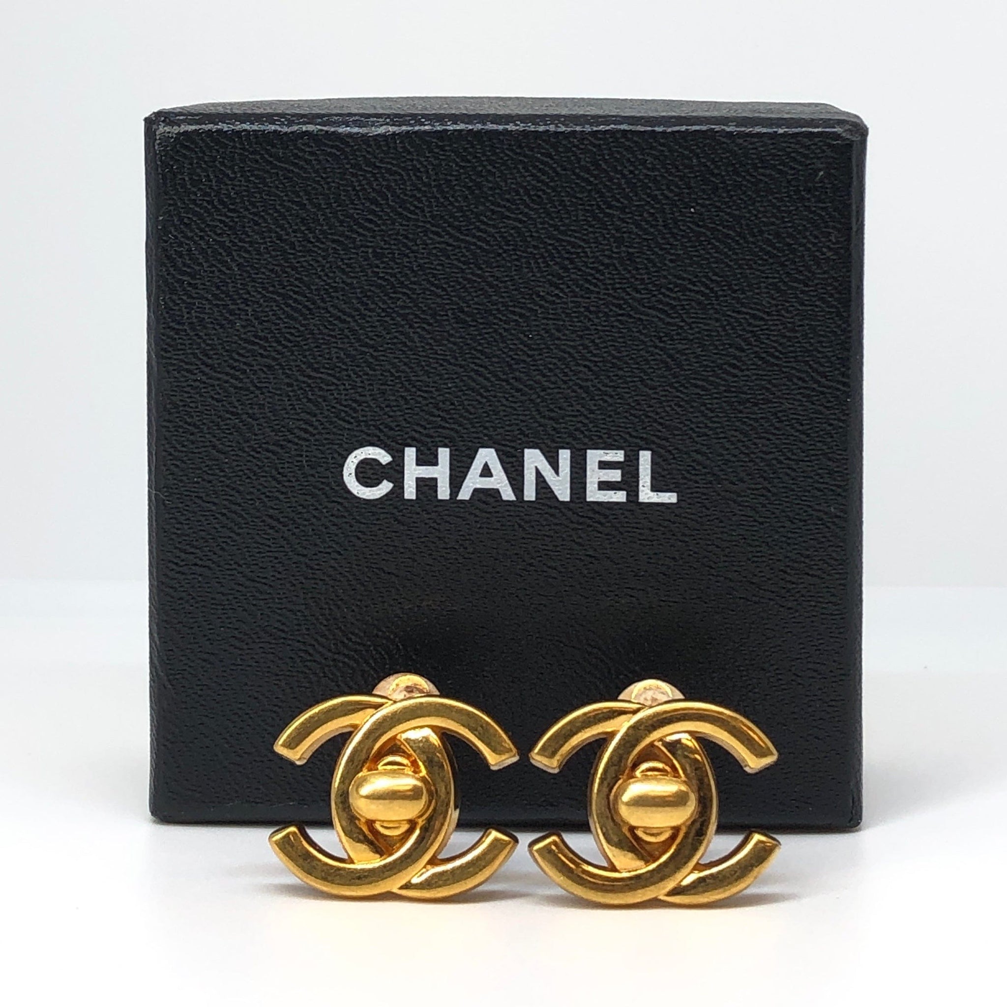 Chanel 24k Gold Plated Turn Lock Earrings PXL1341 LuxuryPromise
