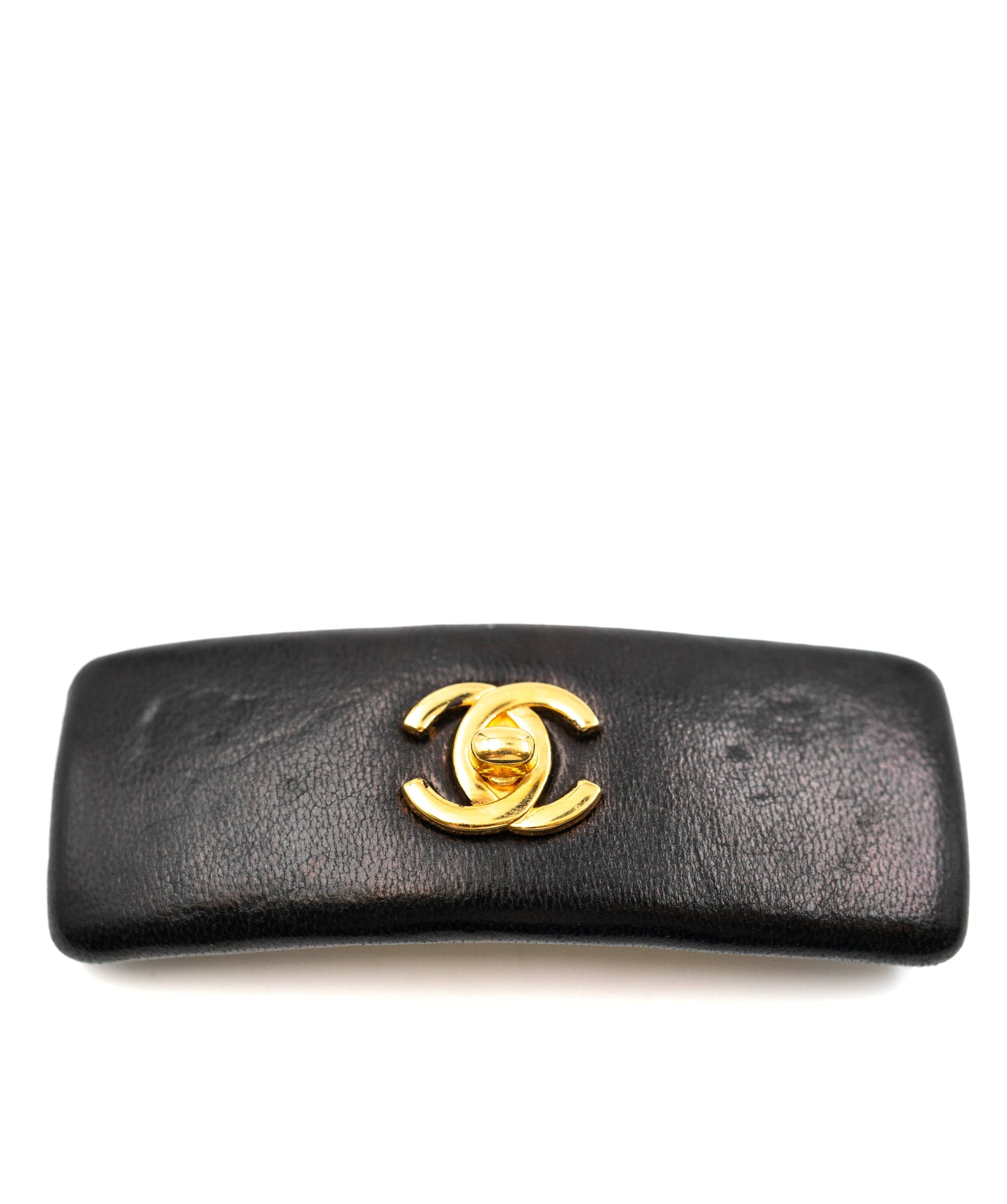 Chanel Vintage Lambskin leather Barrette turnlock hair ASL4154 ...