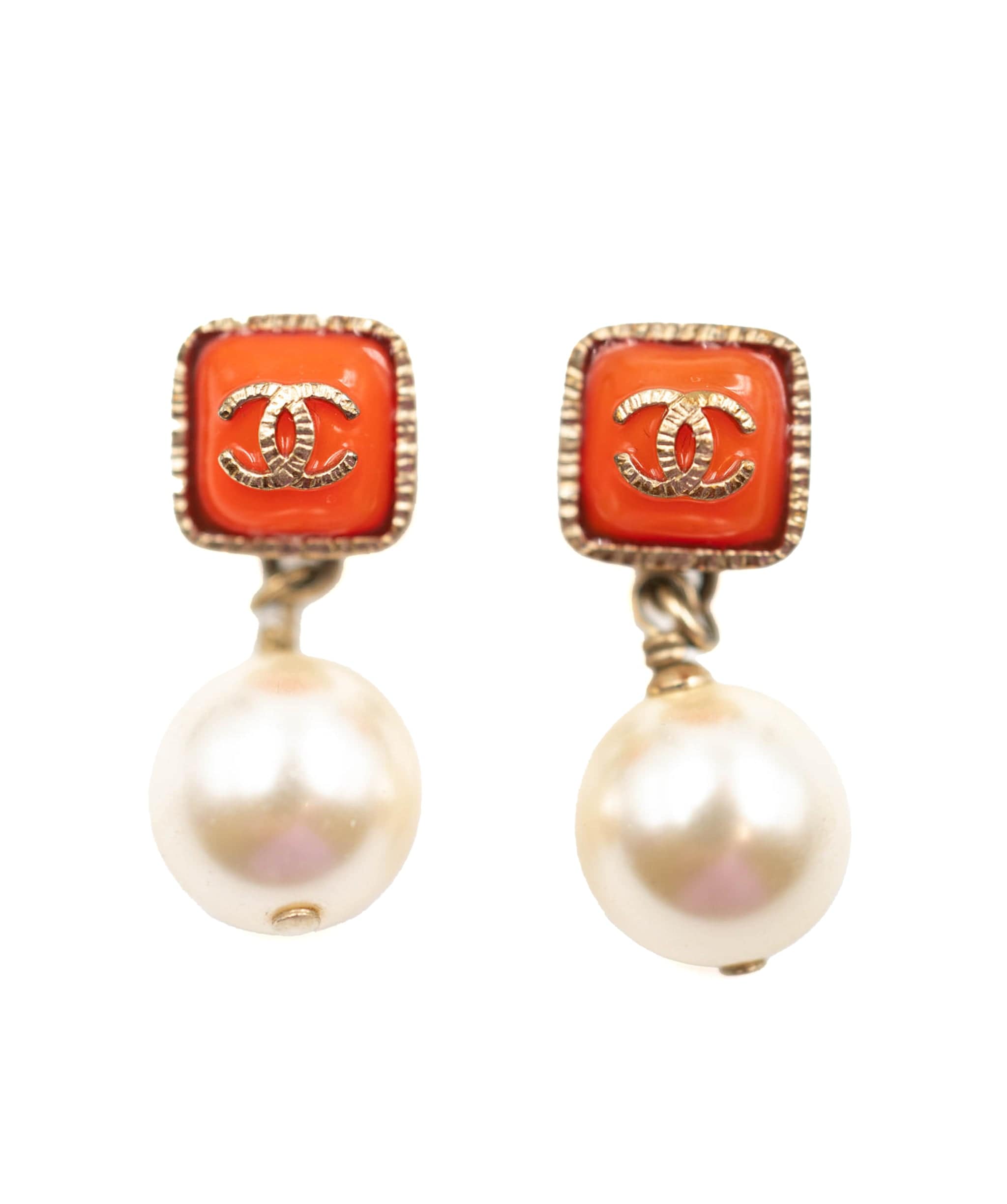 Chanel Chanel White and Orange Earrings RJL1538
