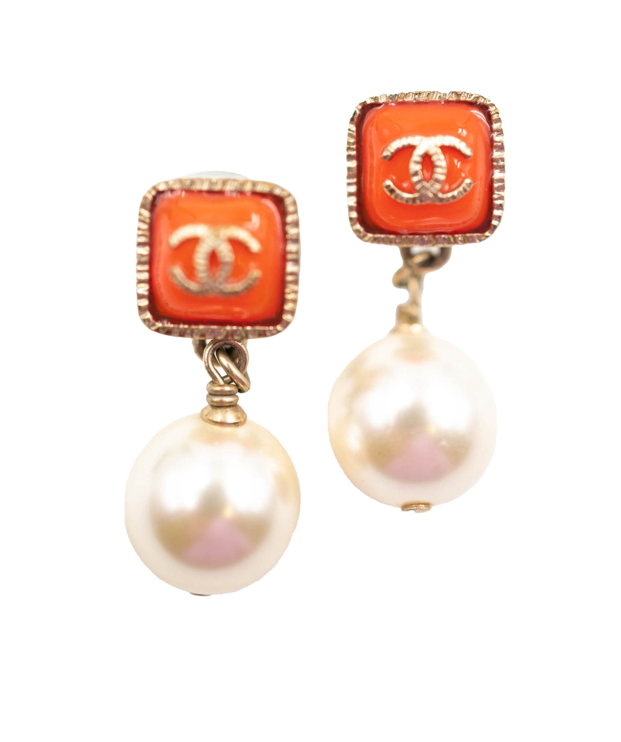Chanel Chanel White and Orange Earrings RJL1538
