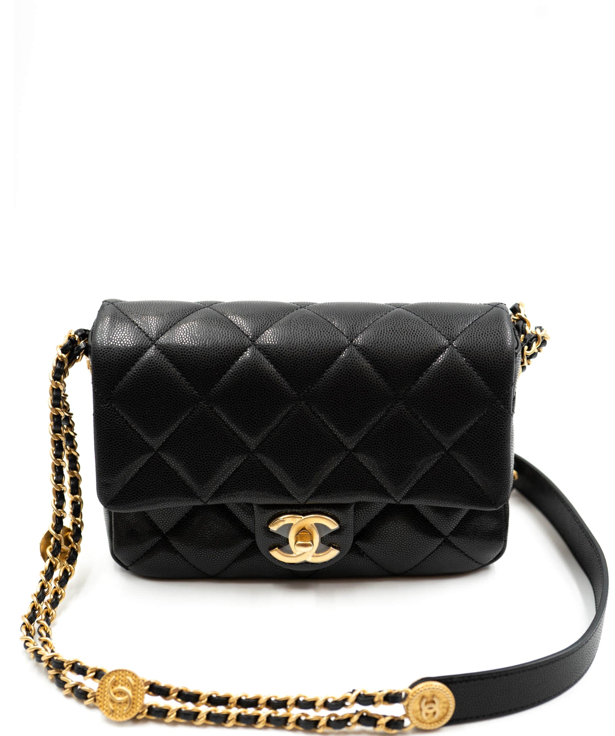 Chanel Medallion Bag With Large Woven Leather Strap