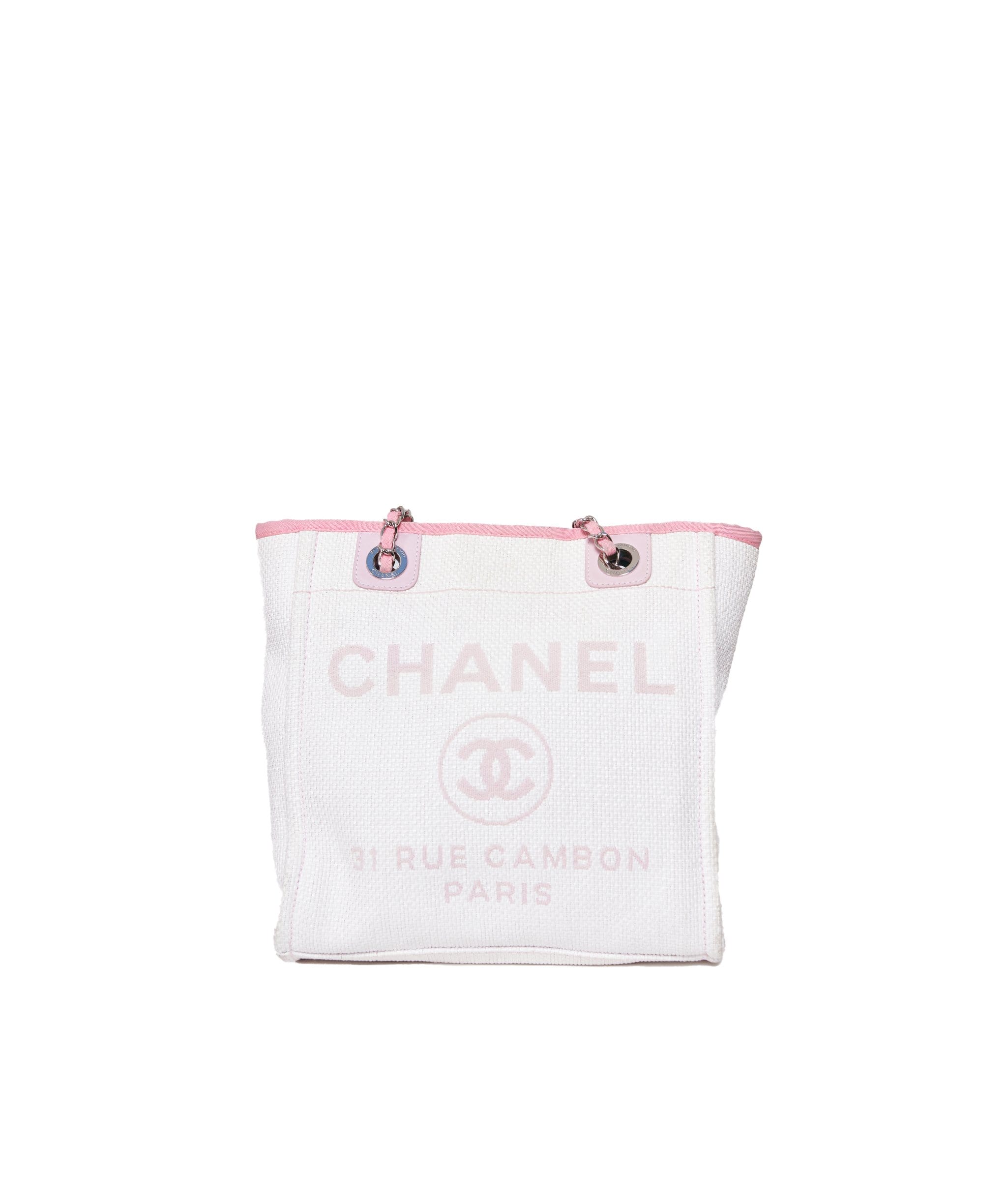 Chanel Small Deauville Shopping Bag Pink in Canvas with Silver-tone - US