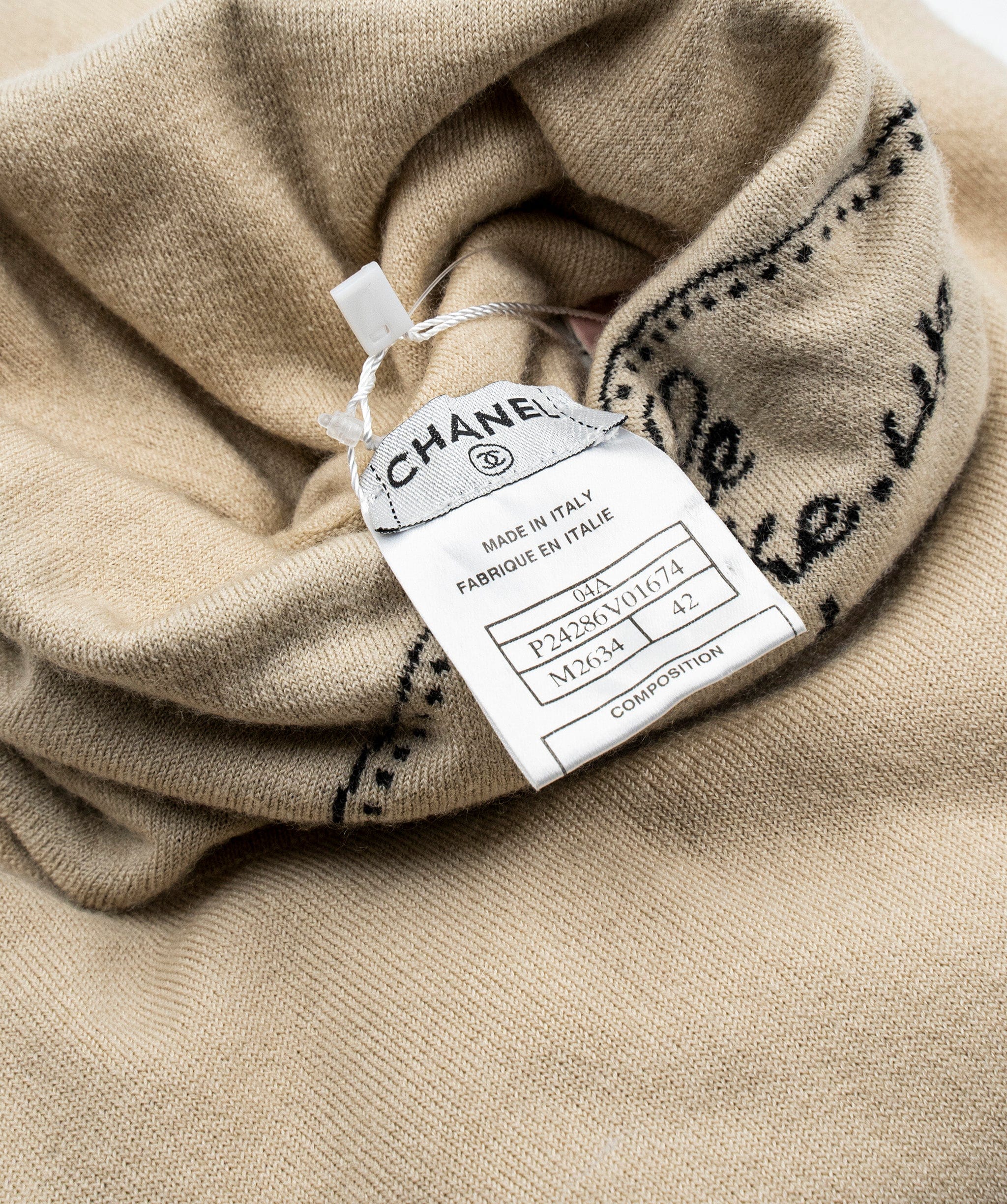 Chanel Chanel 04A Logo Turtleneck Sweater Beige ASL5155