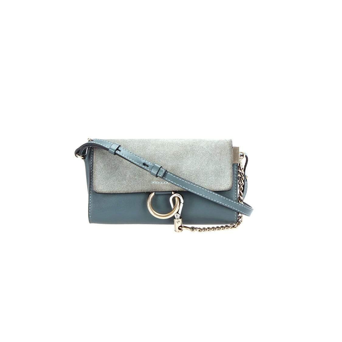 Chloe GHW Faye Wallet On Strap Crossbody Shoulder Bag Calfskin Leather Grey